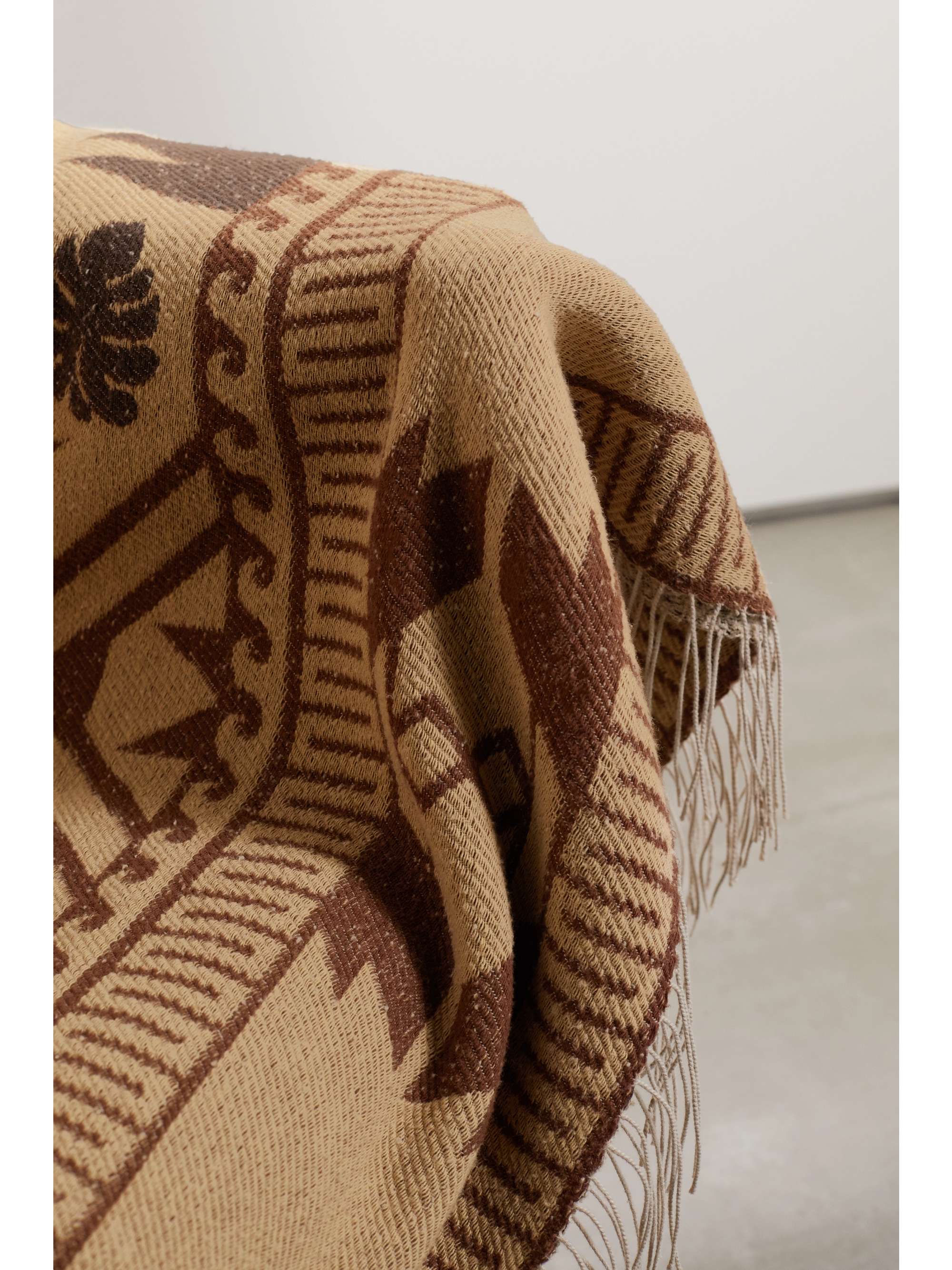ALANUI Explosion Nature fringed cotton-blend jacquard blanket