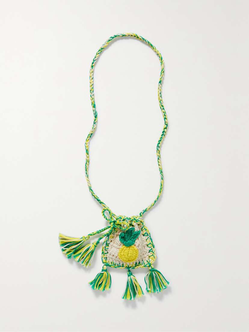 Alanui Stay Positive Embellished Crocheted Cotton Airpods Case