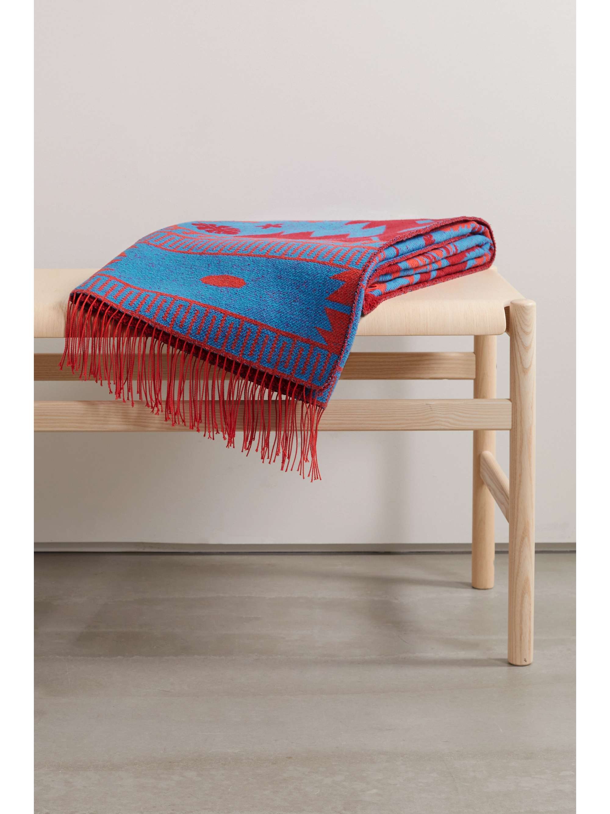 ALANUI Explosion Nature fringed cotton-blend jacquard blanket