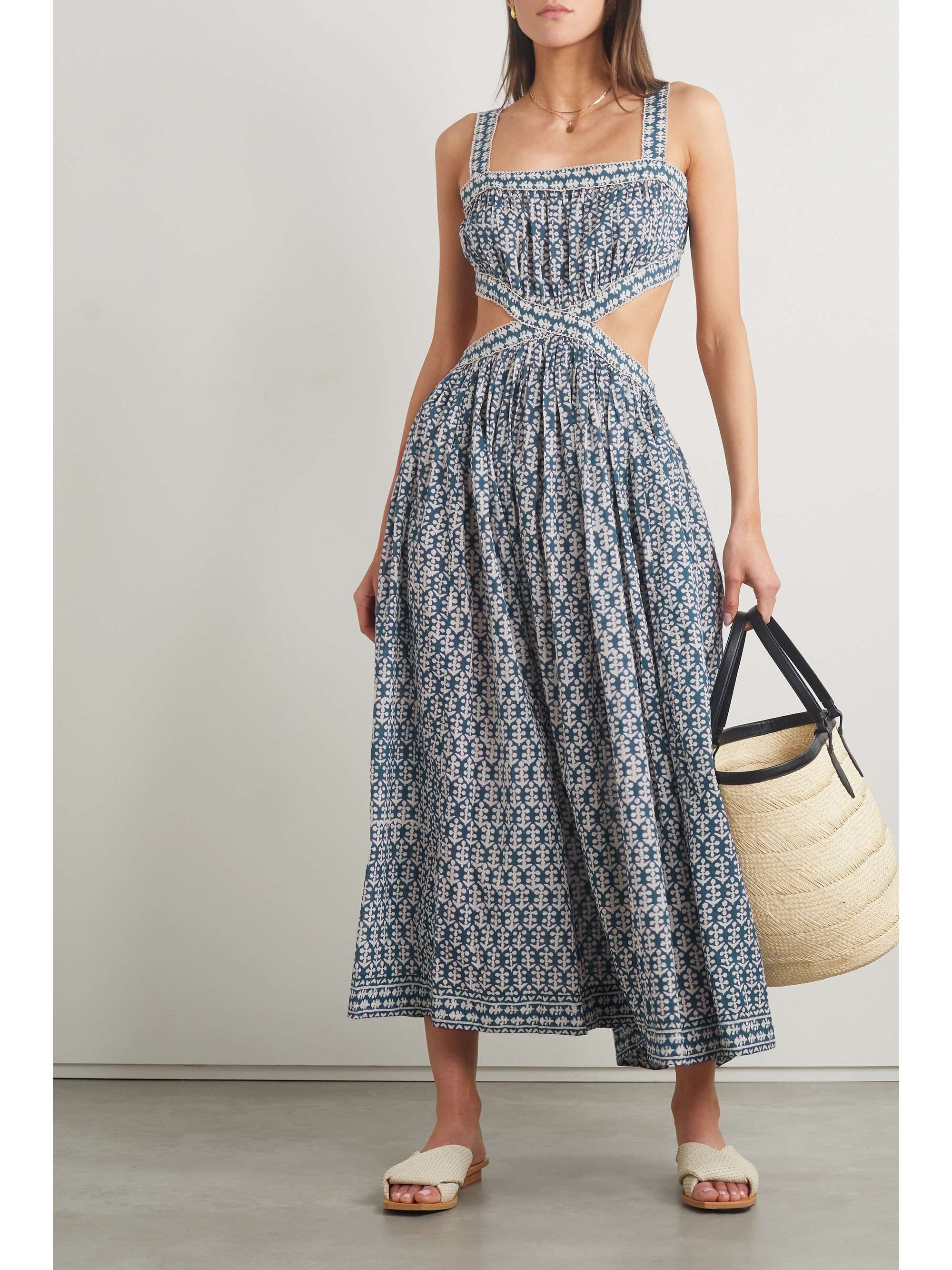DÔEN + NET SUSTAIN Tasha cutout floral-print organic cotton-voile midi dress  | NET-A-PORTER