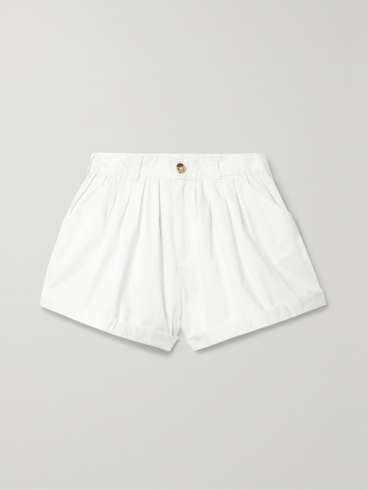 DÔEN - Paige Pleated Cotton-twill Shorts - White