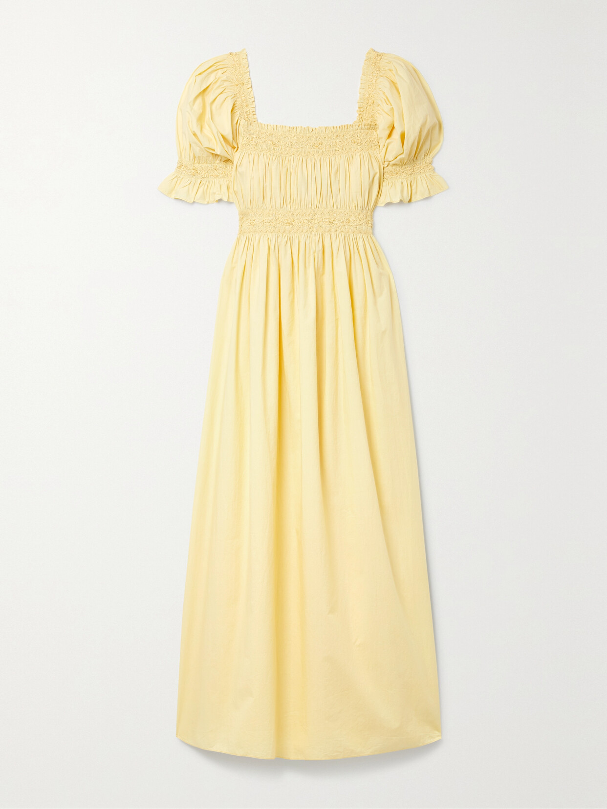 DÔEN - + Net Sustain Eclipse Embroidered Organic Cotton-poplin Midi Dress - Yellow