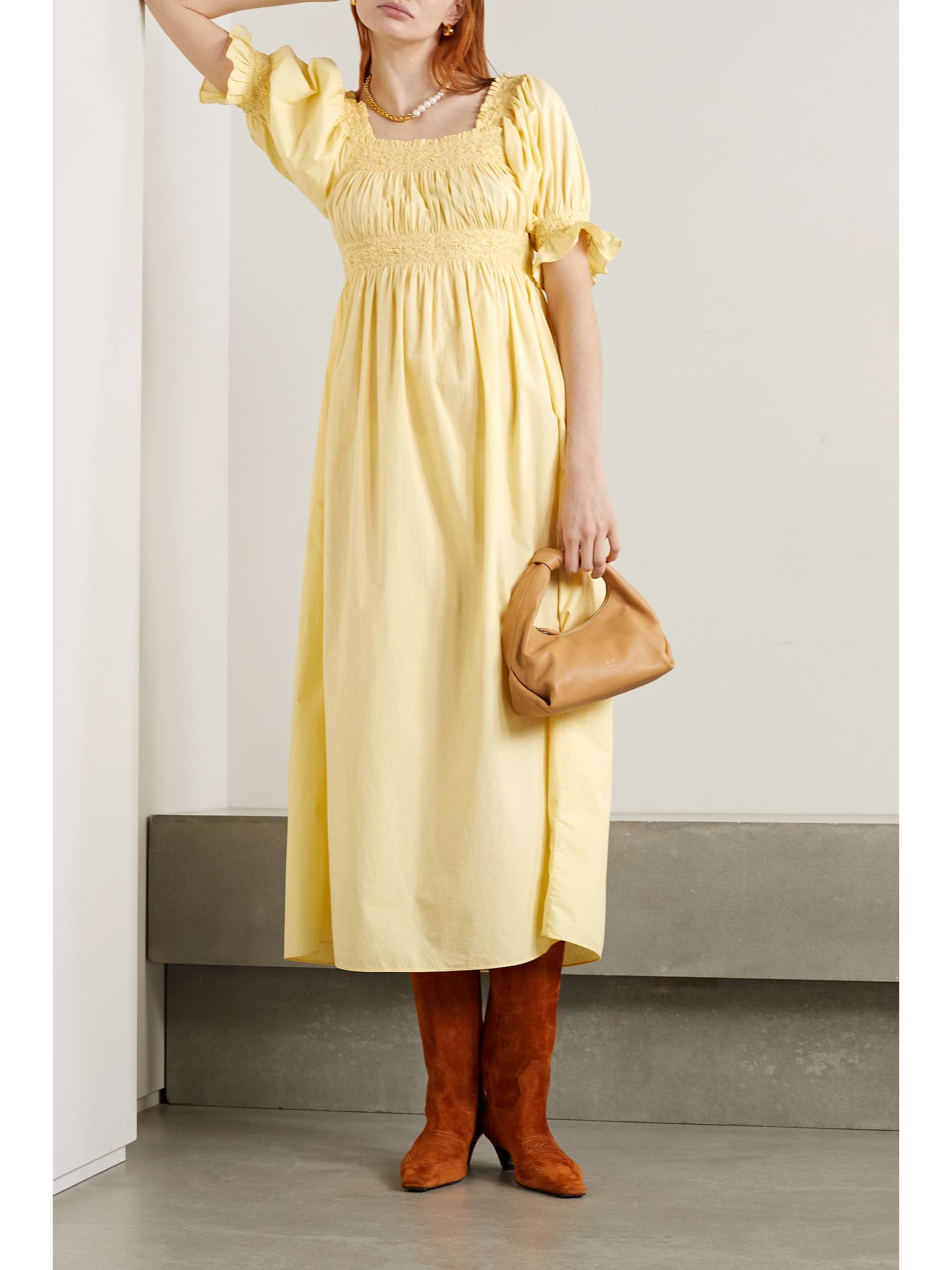 DÔEN + NET SUSTAIN Eclipse embroidered organic cottonpoplin midi dress