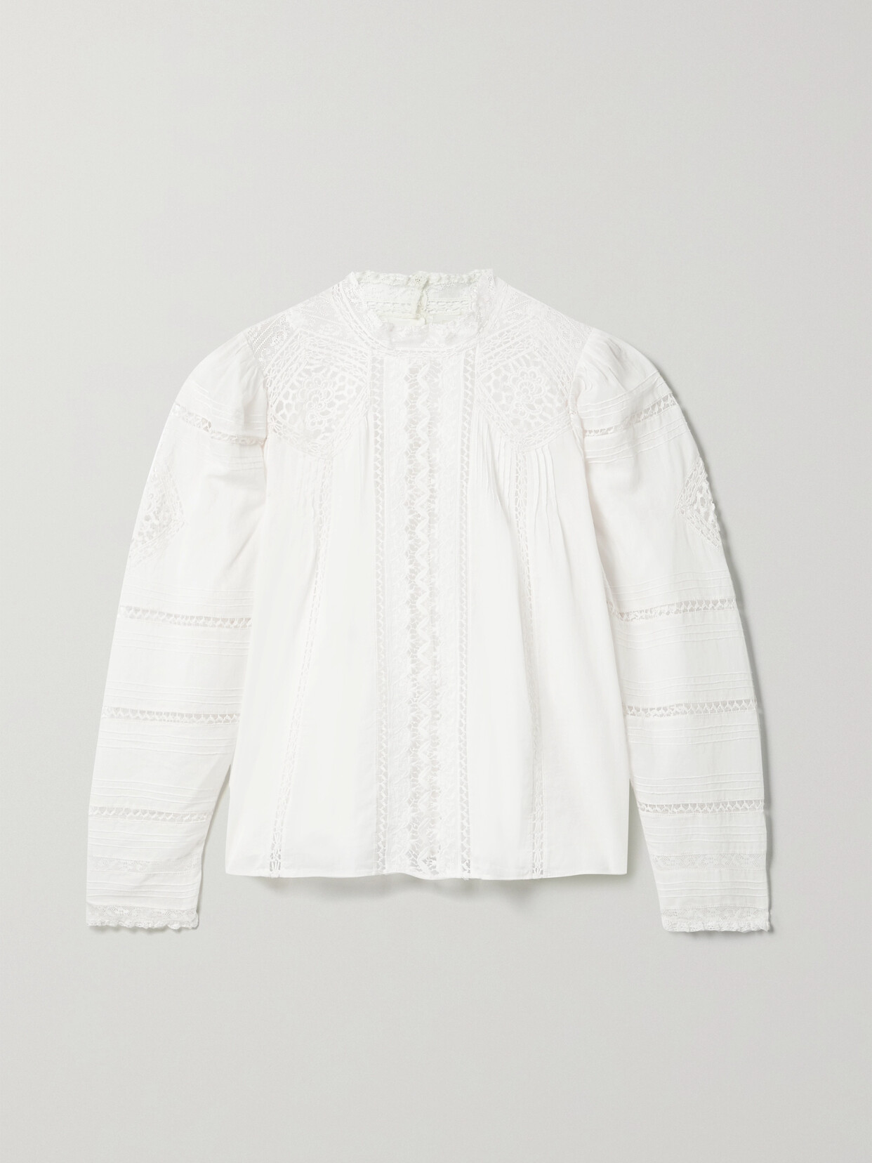 DÔEN - Amaya Crochet-trimmed Pintucked Organic Cotton-voile Blouse - White