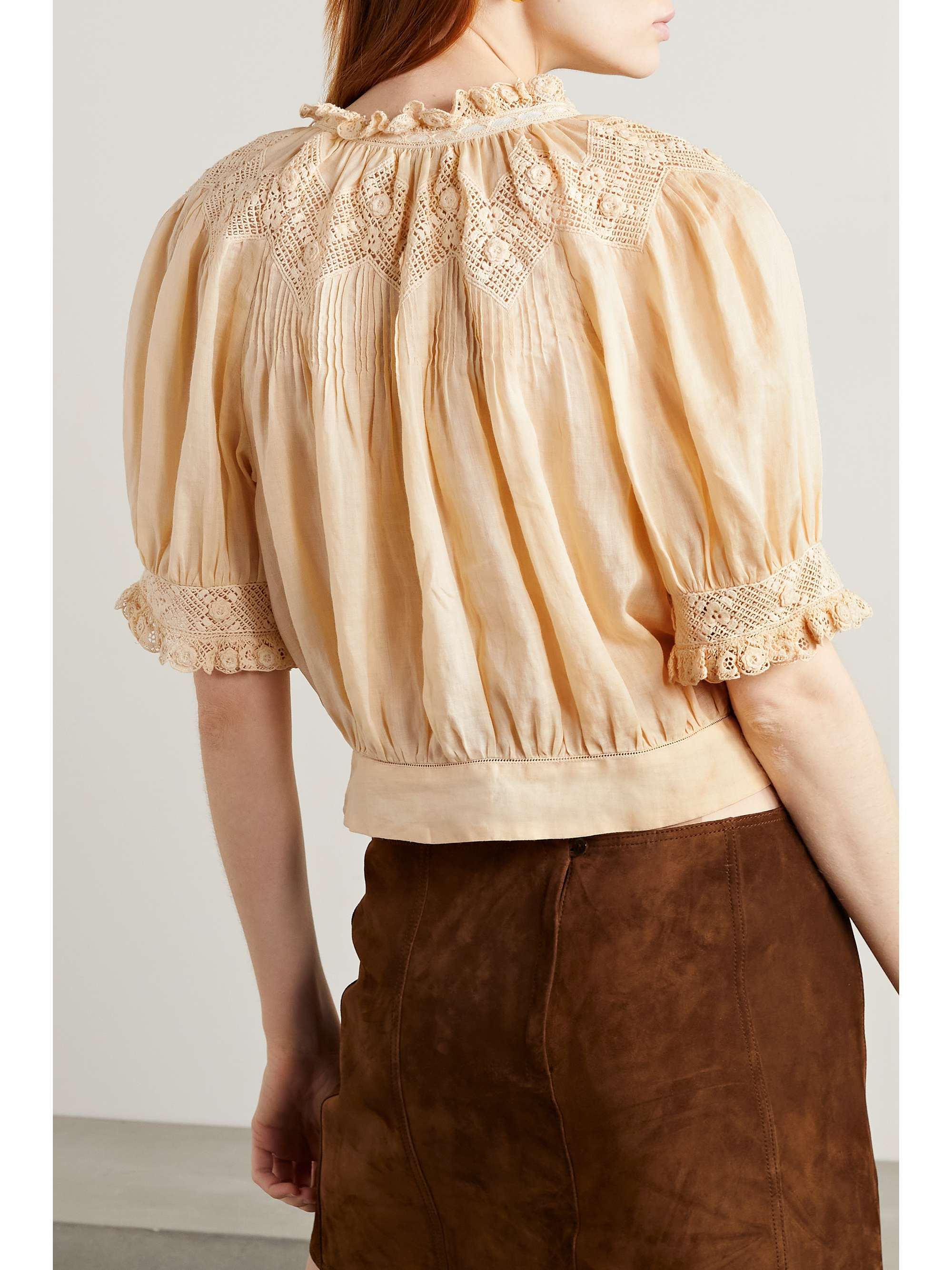 DÔEN Agatha crochet-trimmed pintucked ramie top