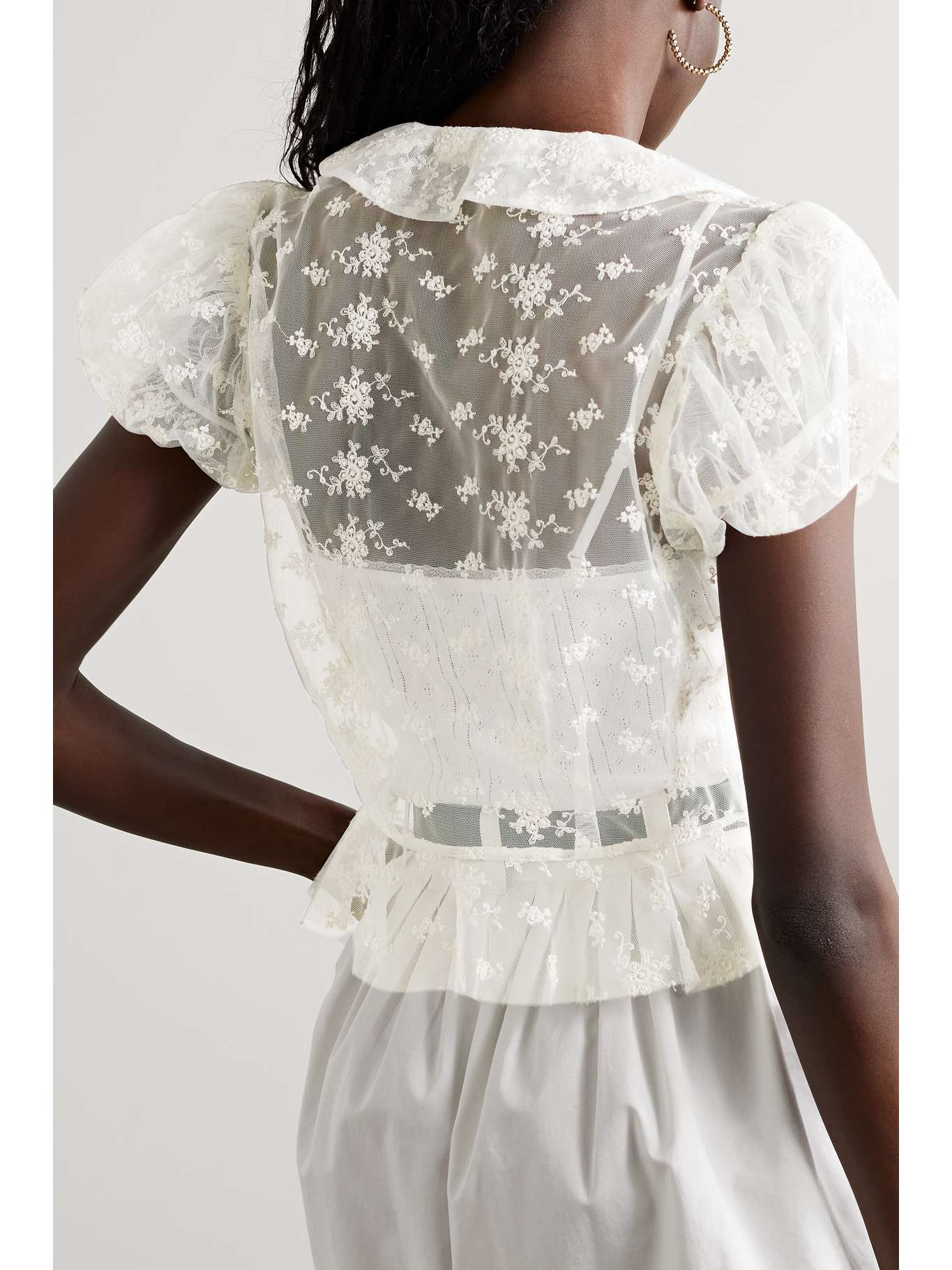 DÔEN Regina crystalembellished embroidered tulle top NETAPORTER