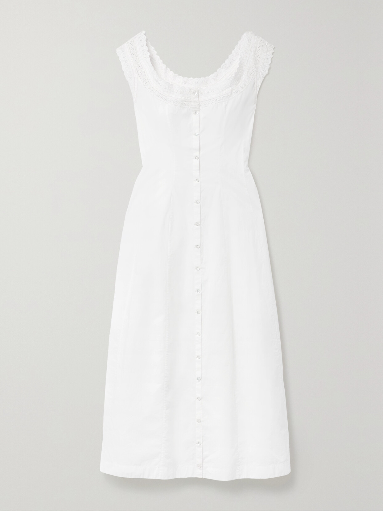 DÔEN - + Net Sustain Anneau Broderie Anglaise Organic Cotton-poplin Midi Dress - White