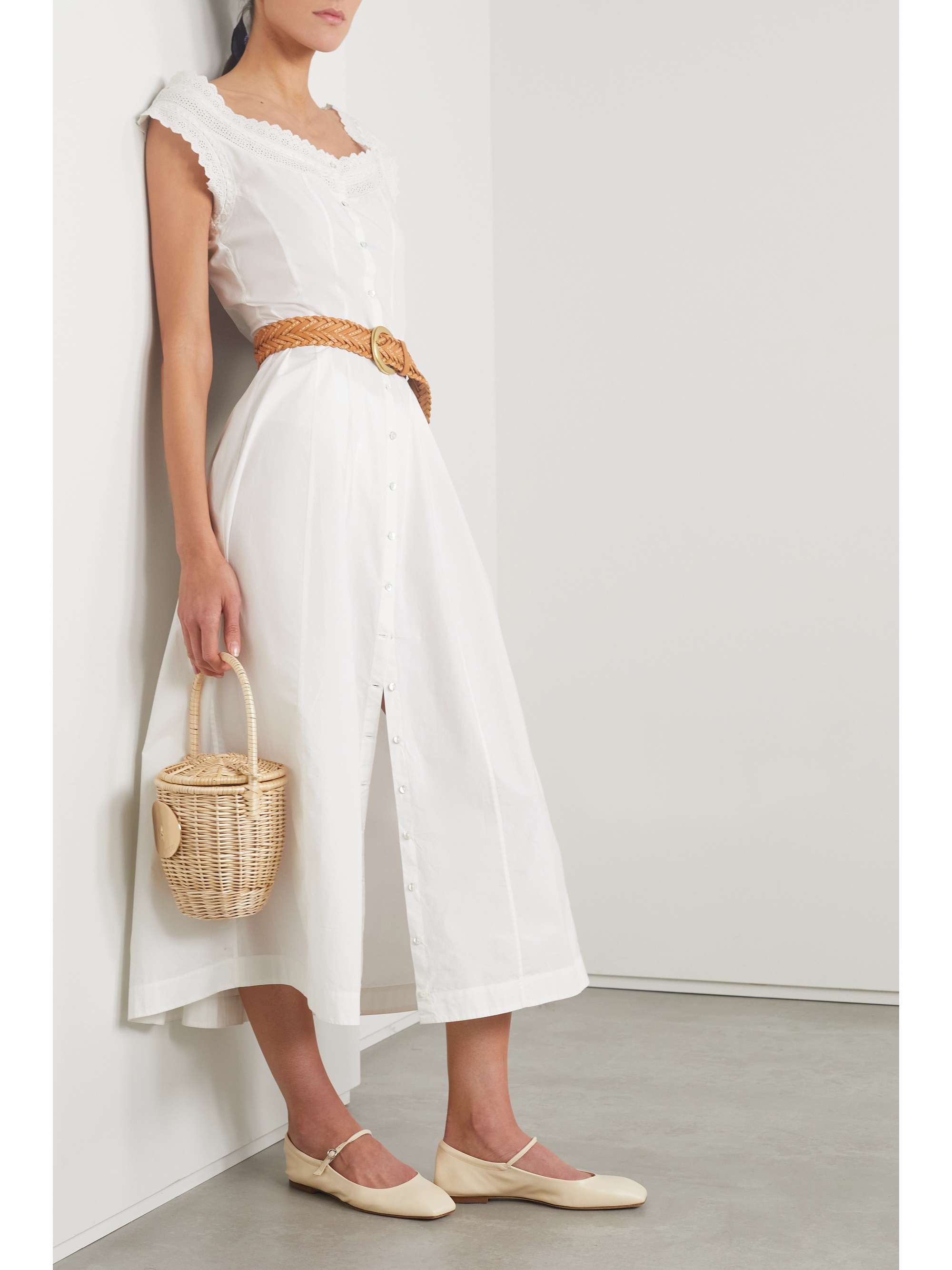 DÔEN Anneau broderie anglaise organic cotton-poplin midi dress