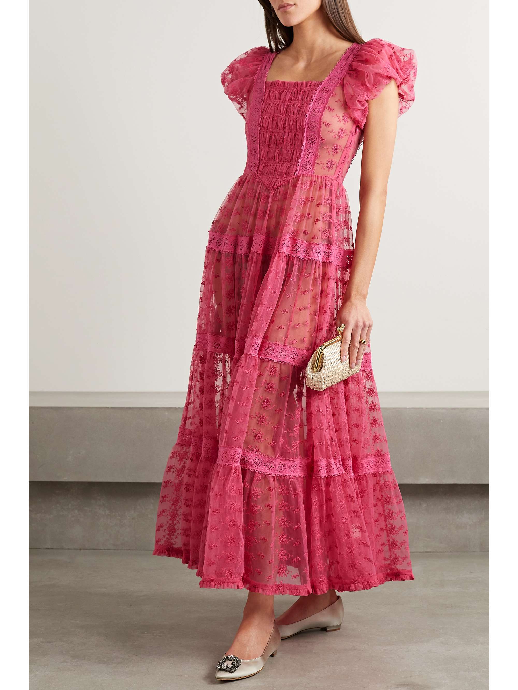 DÔEN Nadette lace-trimmed embroidered tulle maxi dress | NET-A-PORTER