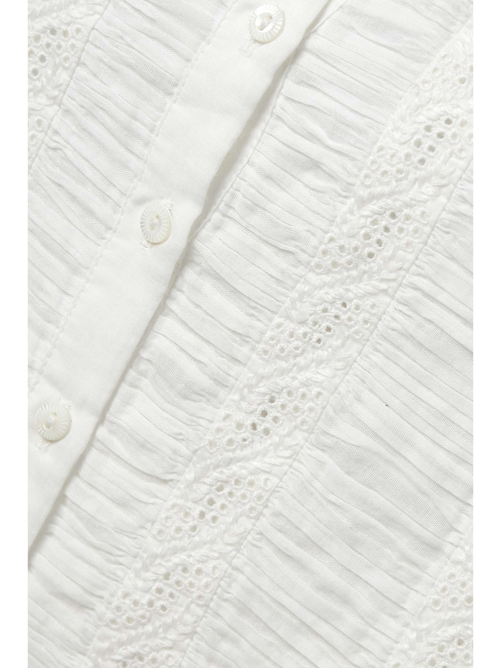 DÔEN Ari broderie anglaise and ruched organic cotton-voile top