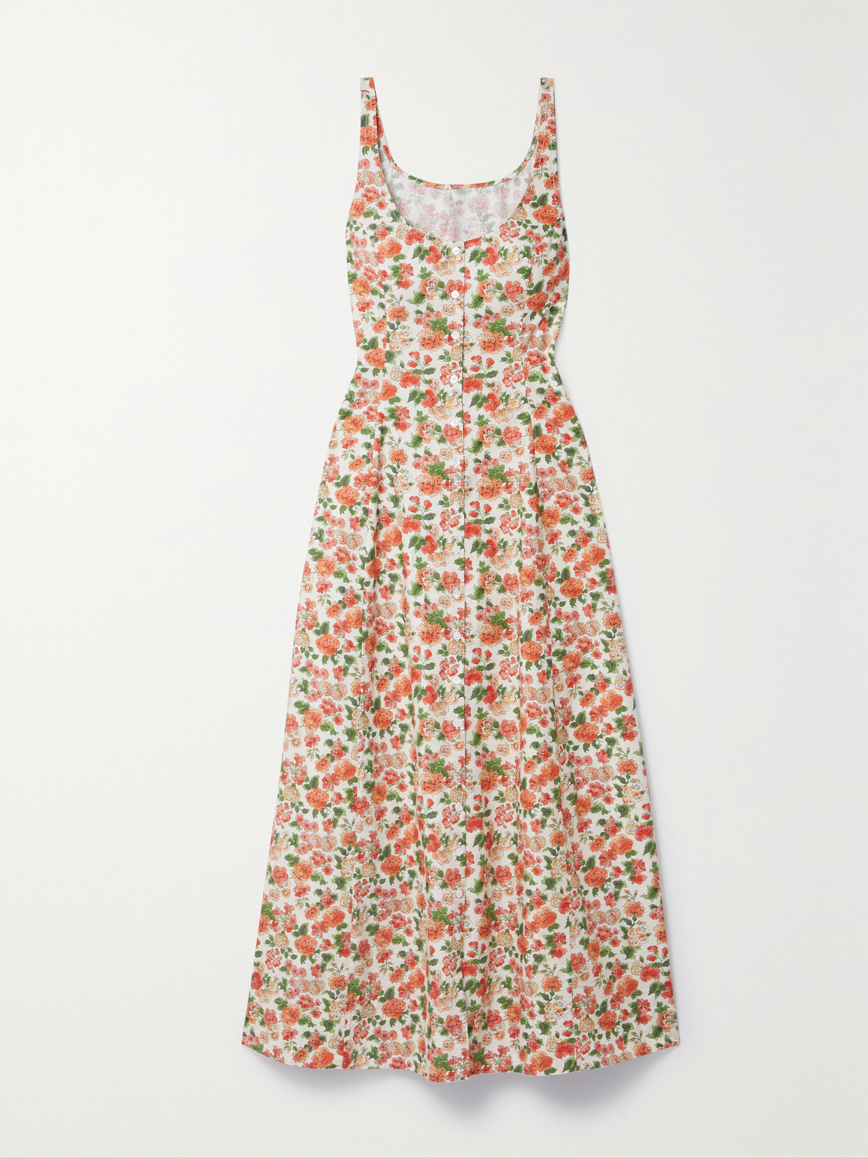 DÔEN - Lantana Floral-print Organic Cotton-poplin Midi Dress - Orange