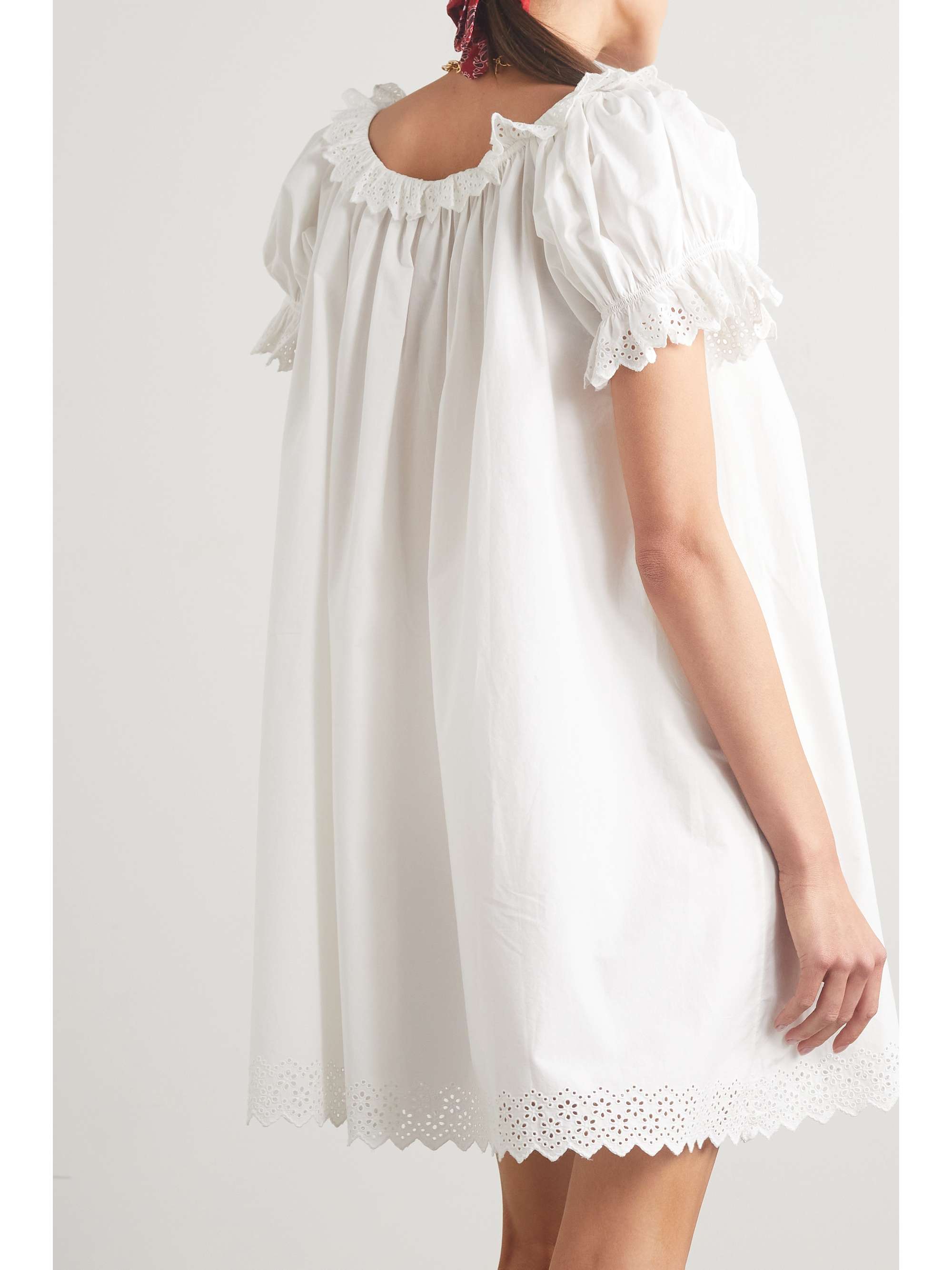 DÔEN Musette embroidered broderie anglaise organic cotton-poplin mini dress