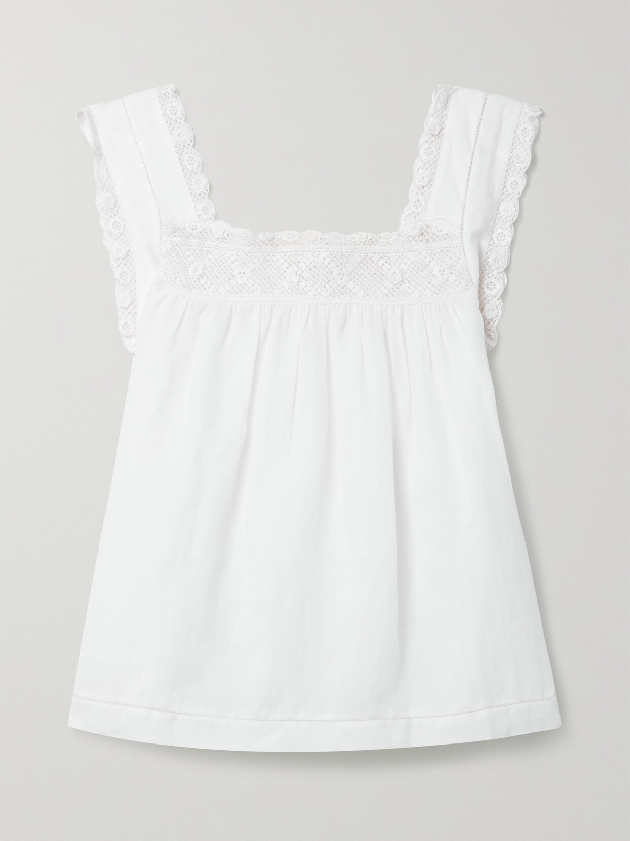 Doen Aphra Crochet-trimmed Ramie Top In White