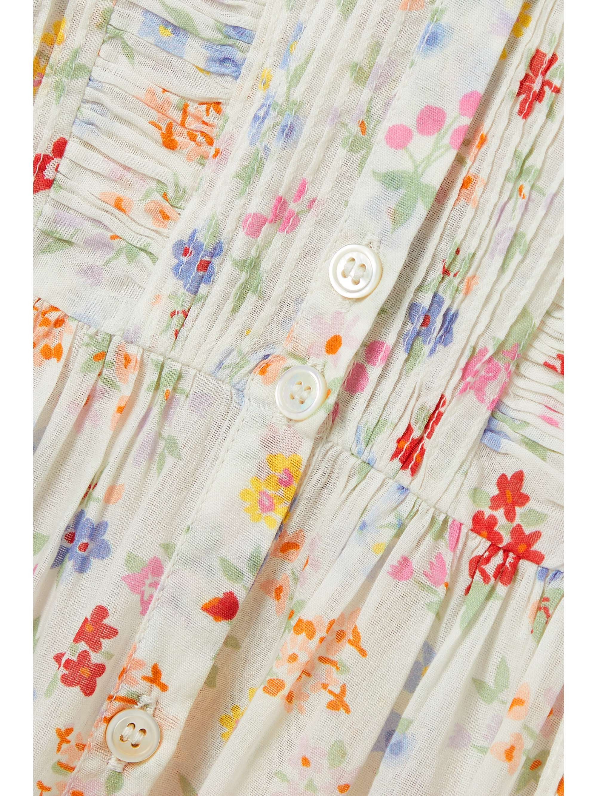 DÔEN Hathaway pintucked floral-print organic cotton-voile midi dress