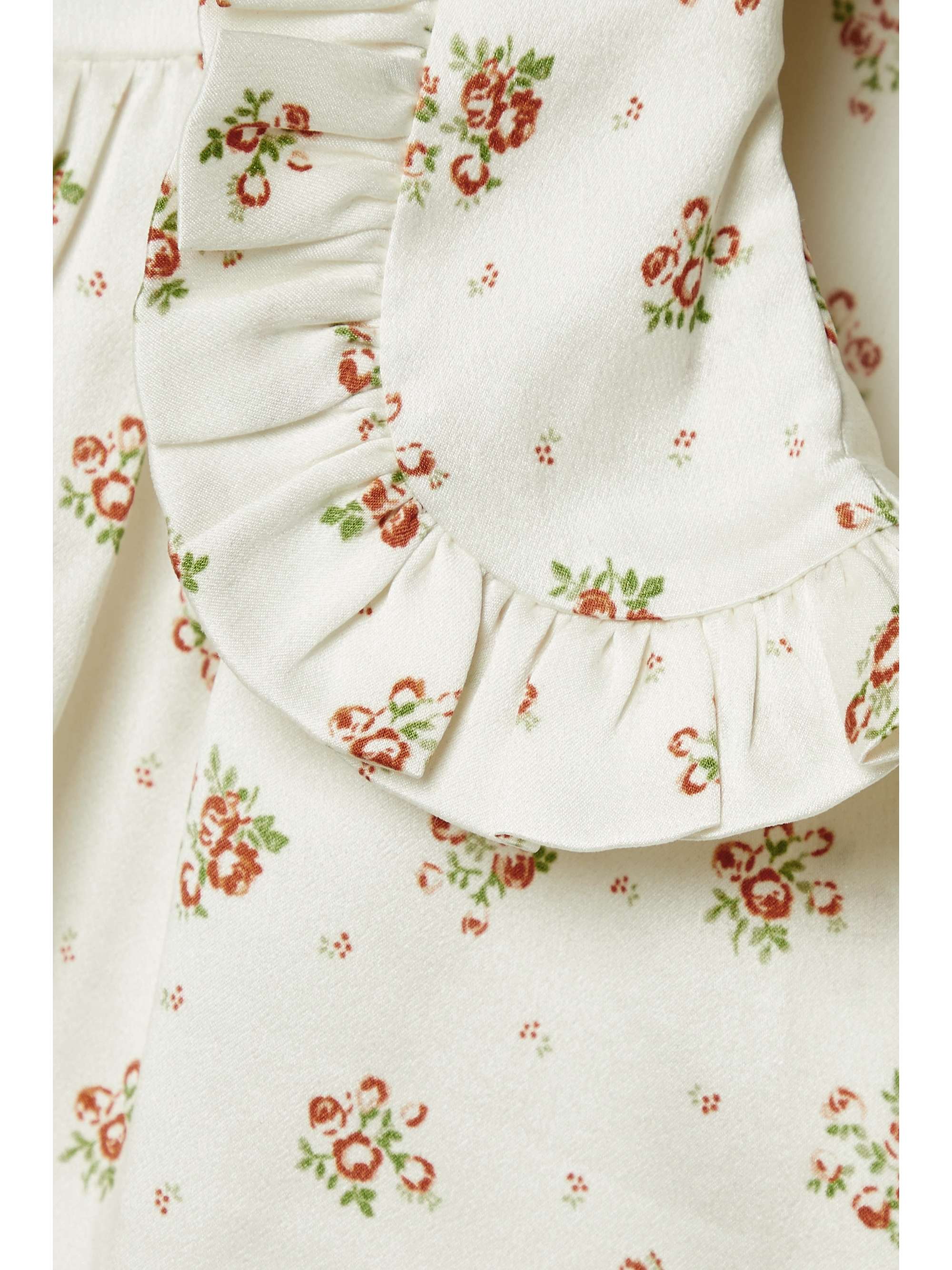 DÔEN Bel ruffled floral-print silk-charmeuse blouse