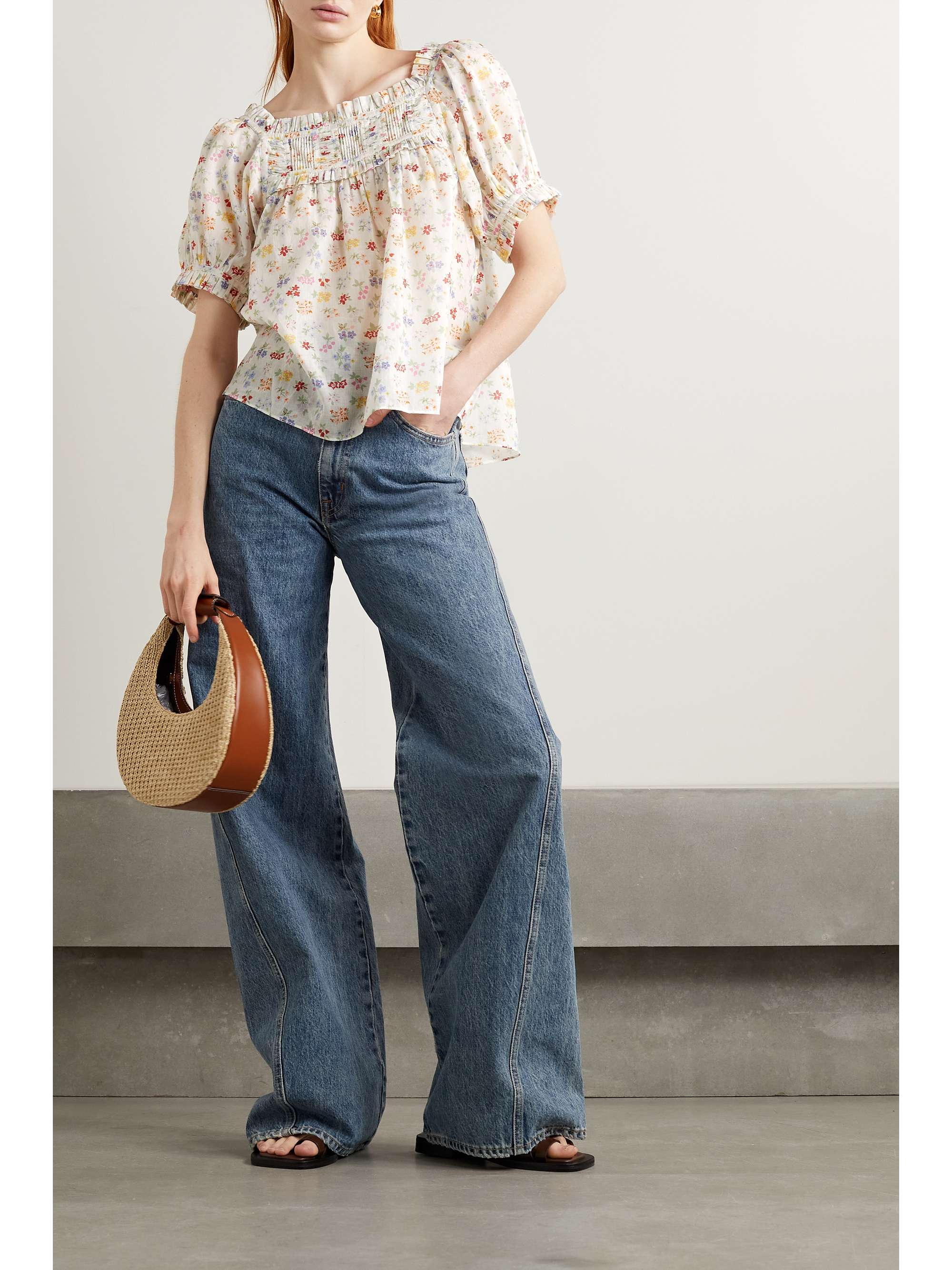 DÔEN Frances ruffled floral-print organic cotton-voile top