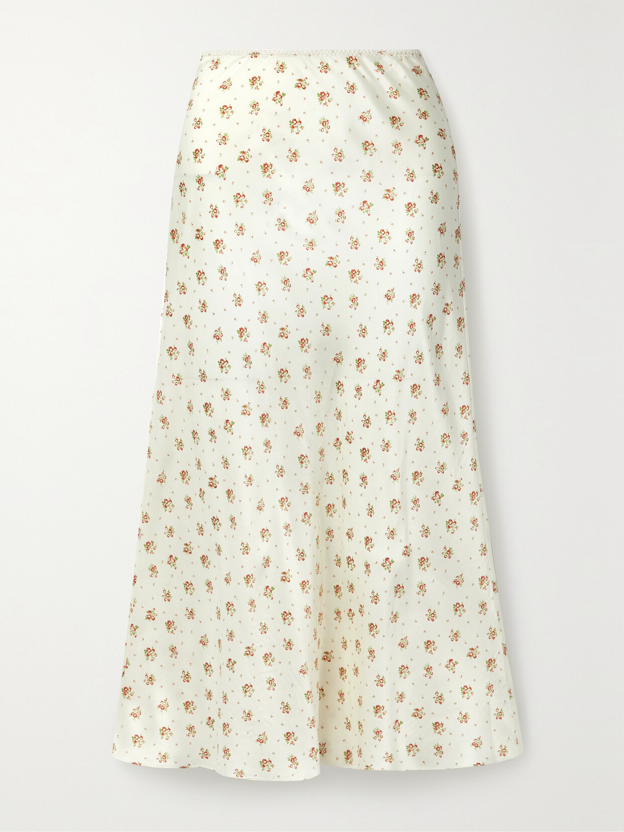 DÔEN - Elowen Floral-print Silk-charmeuse Midi Skirt - Cream