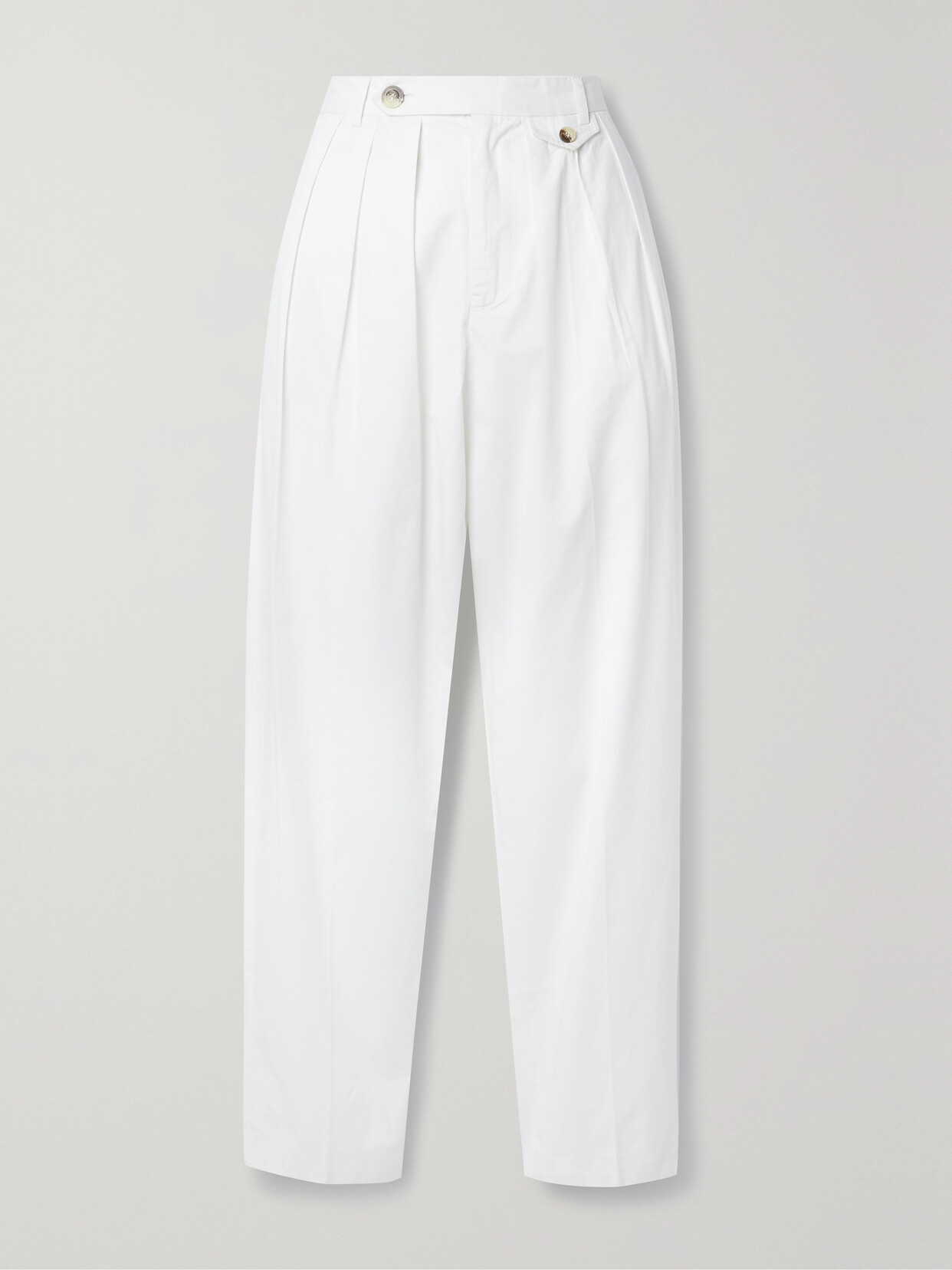 DÔEN - Grover Pleated Cotton-twill Tapered Pants - White