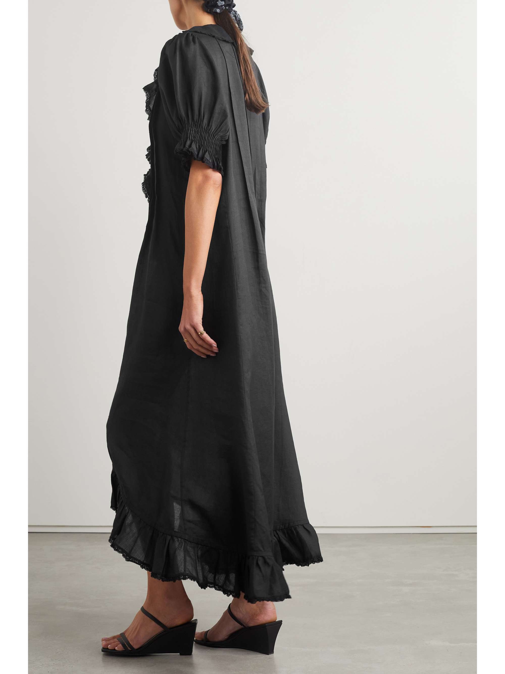 DÔEN Nanou belted ruffled ramie midi dress