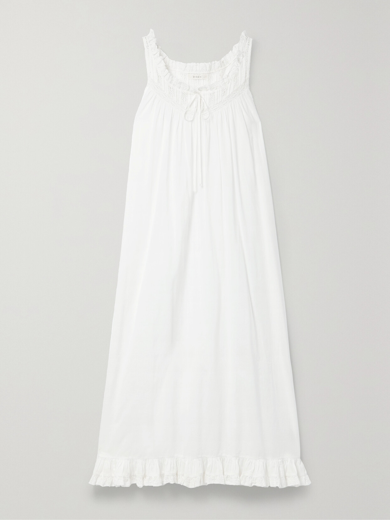 DÔEN - + Net Sustain Alessia Crochet Lace-trimmed Pintucked Organic Cotton-voile Midi Dress - White