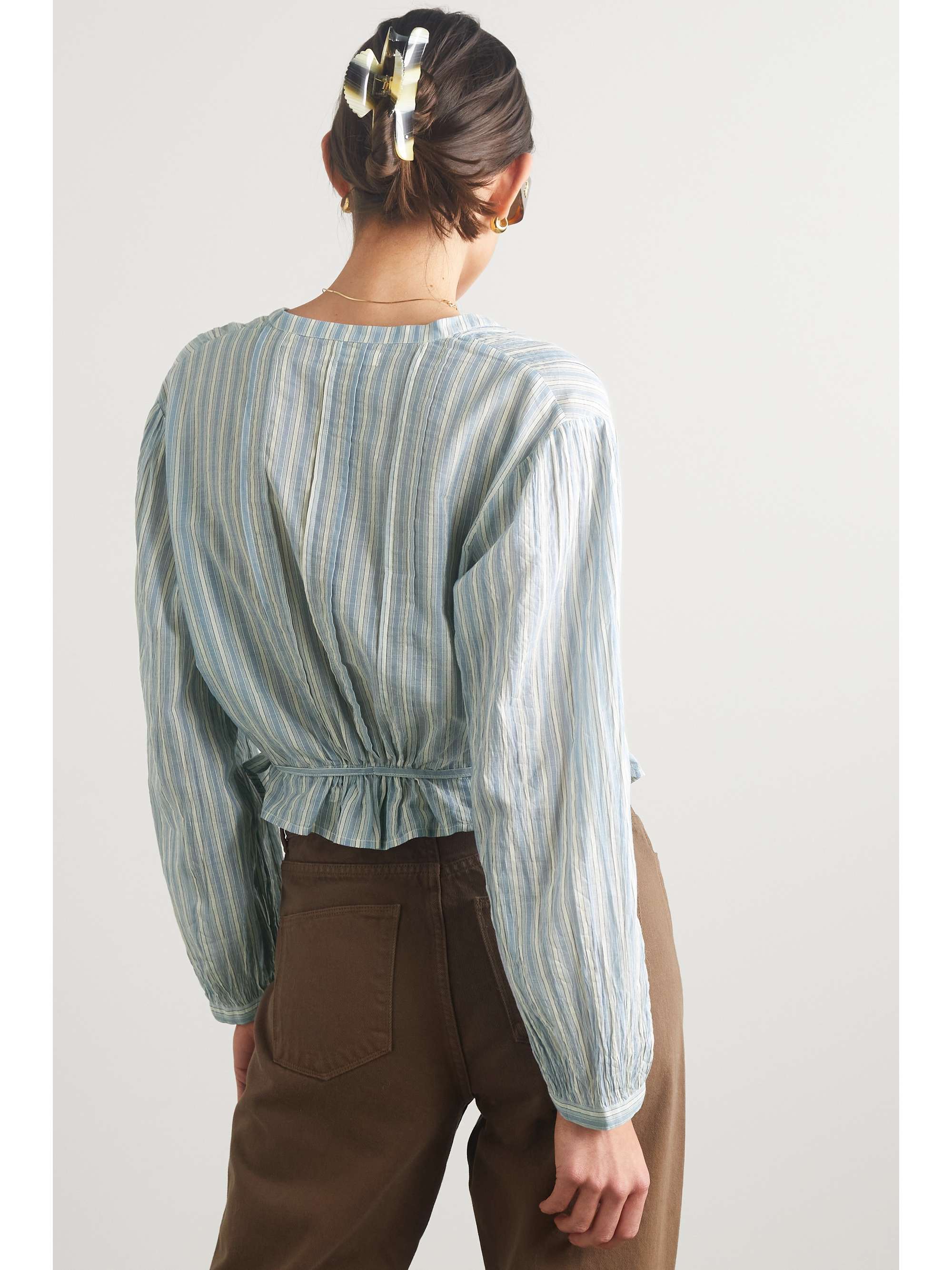 DÔEN Lillie striped organic cotton-voile shirt