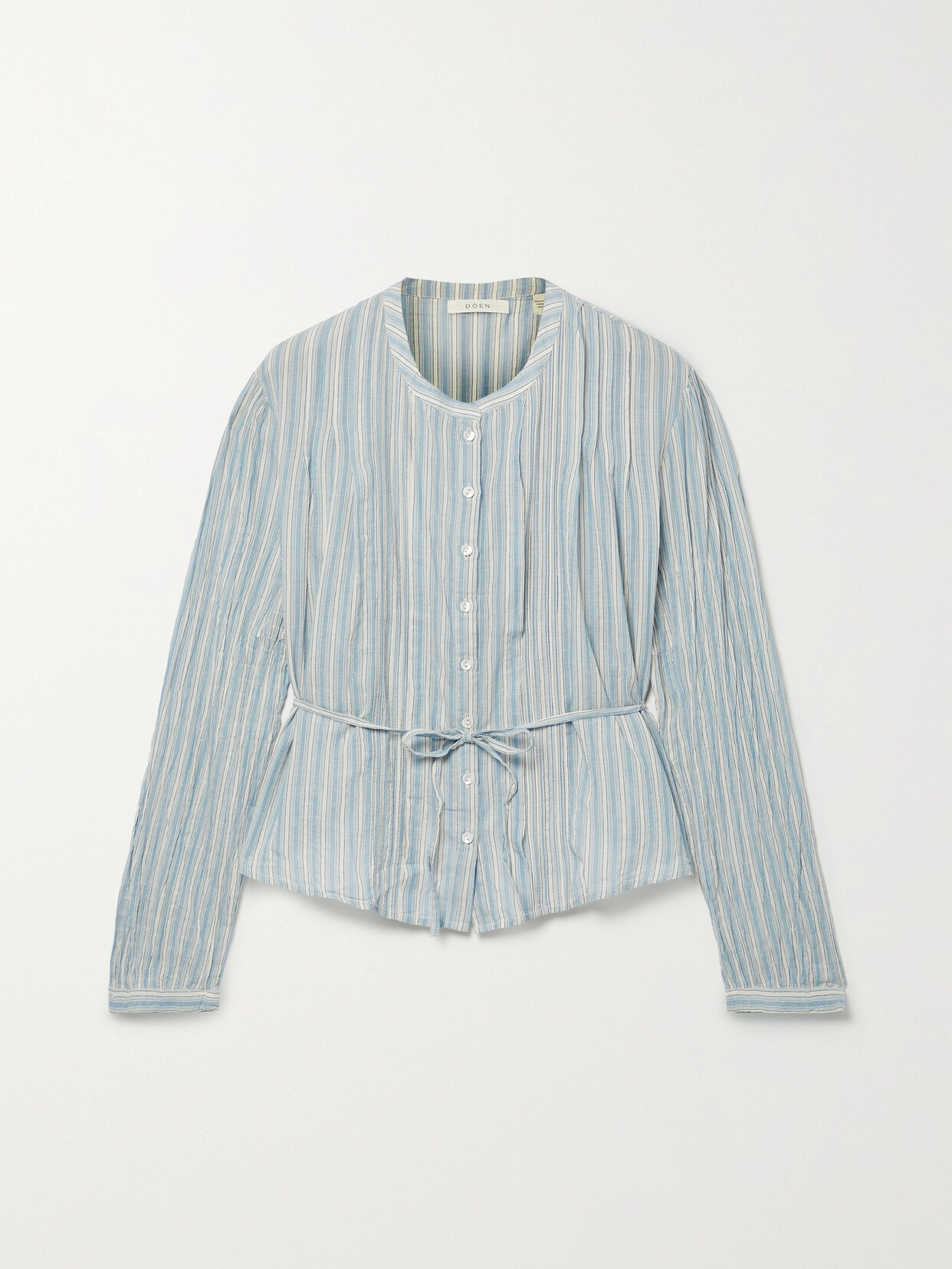 Doen Lillie Striped Organic Cotton-voile Shirt In Blue | ModeSens