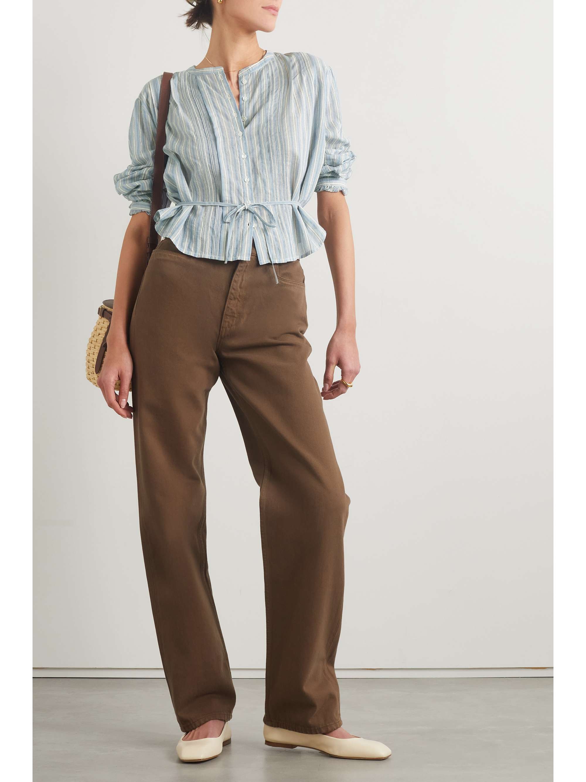 DÔEN Lillie striped organic cotton-voile shirt