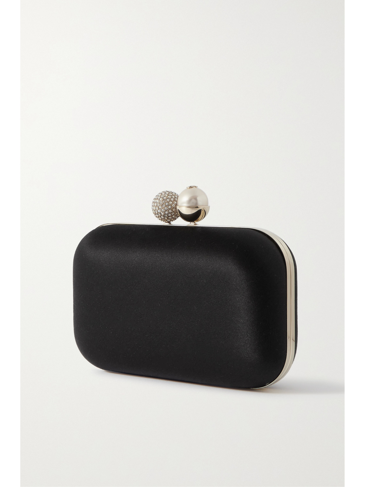 Shop Jimmy Choo Cloud Embellished Satin Clutch In Black