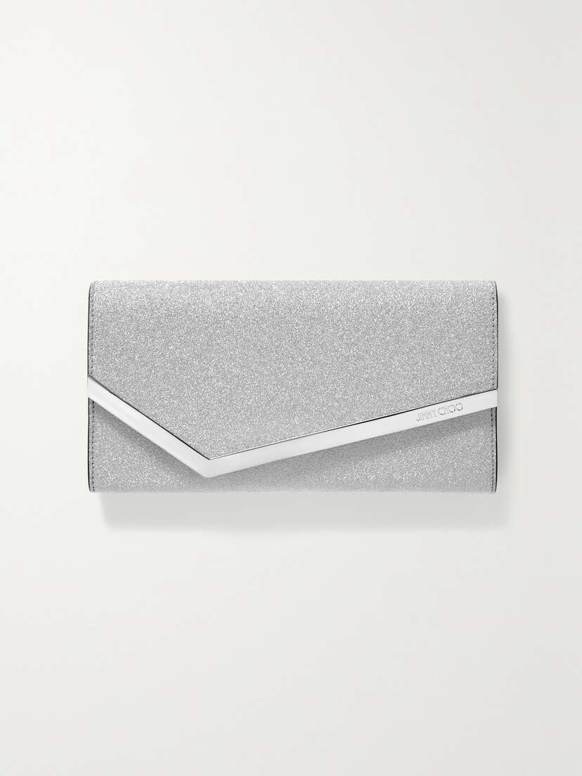 Jimmy Choo Emmie Embellished Glittered Leather Clutch