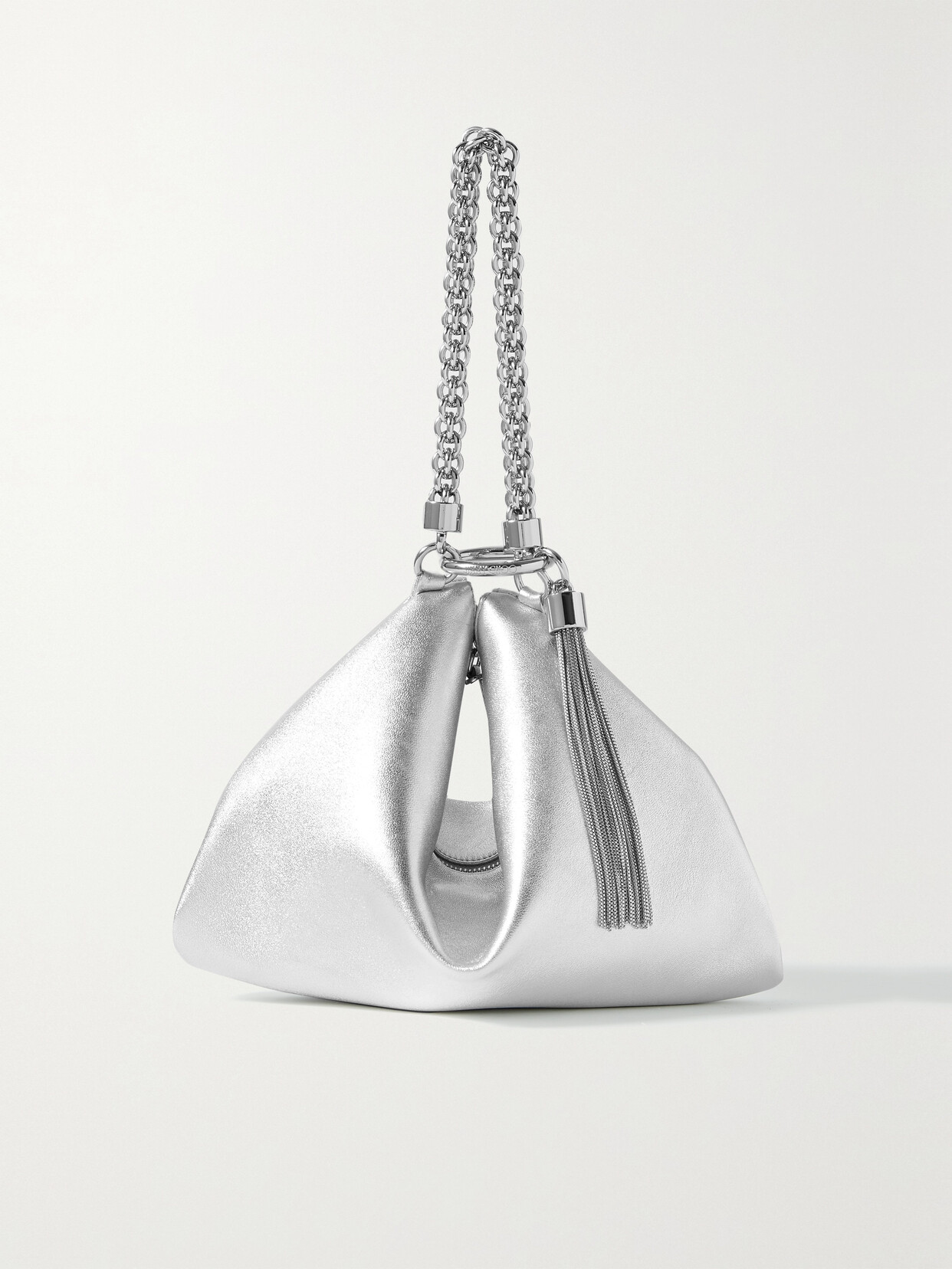 Jimmy Choo - Callie Tasseled Metallic Leather Clutch - Silver