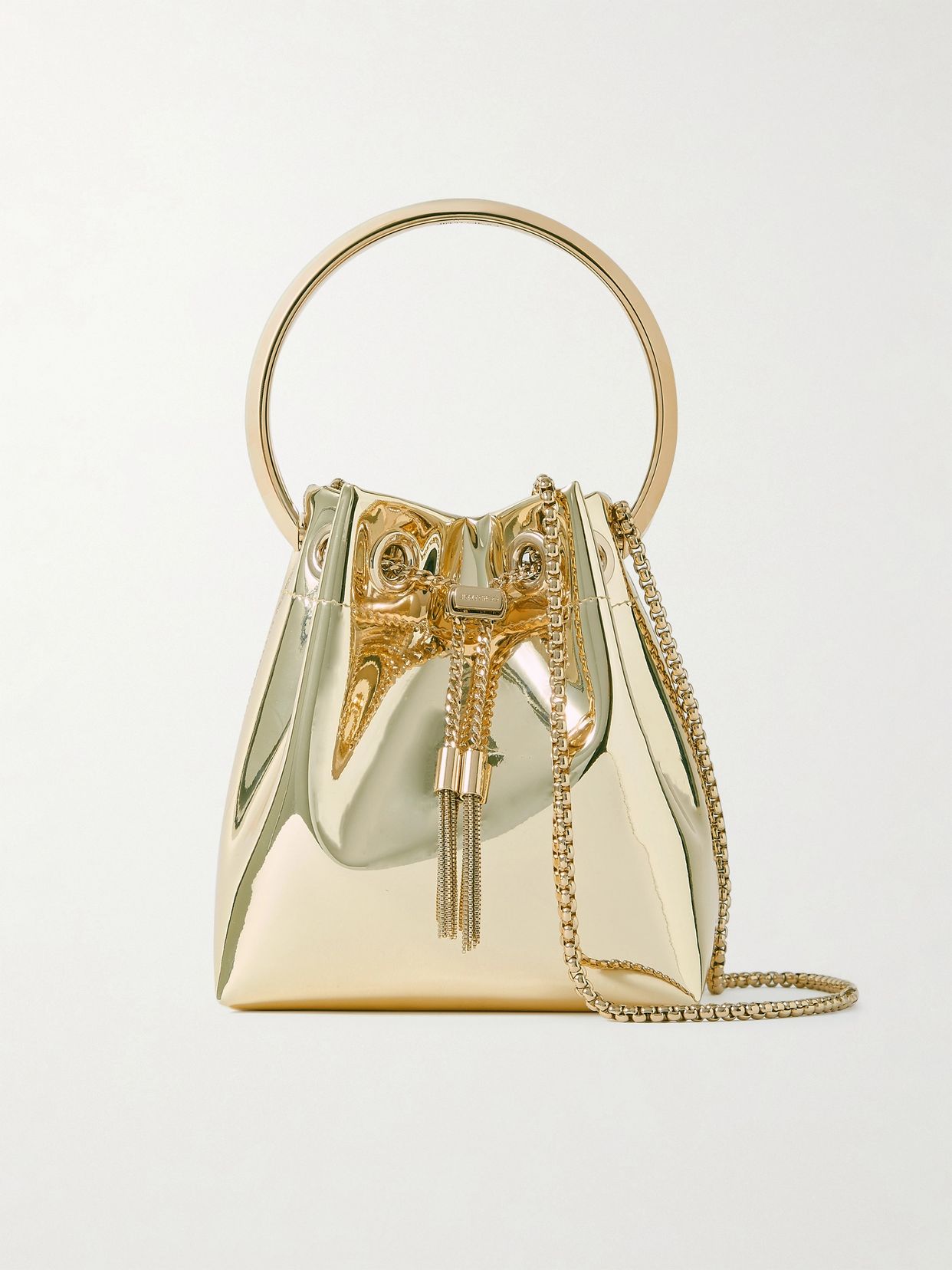 Bon Bon metallic mirrored-leather bucket bag