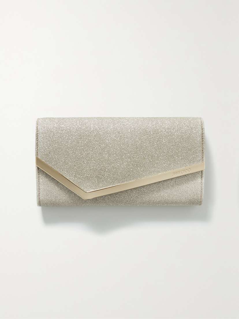 Jimmy Choo Emmie Glittered Leather Clutch