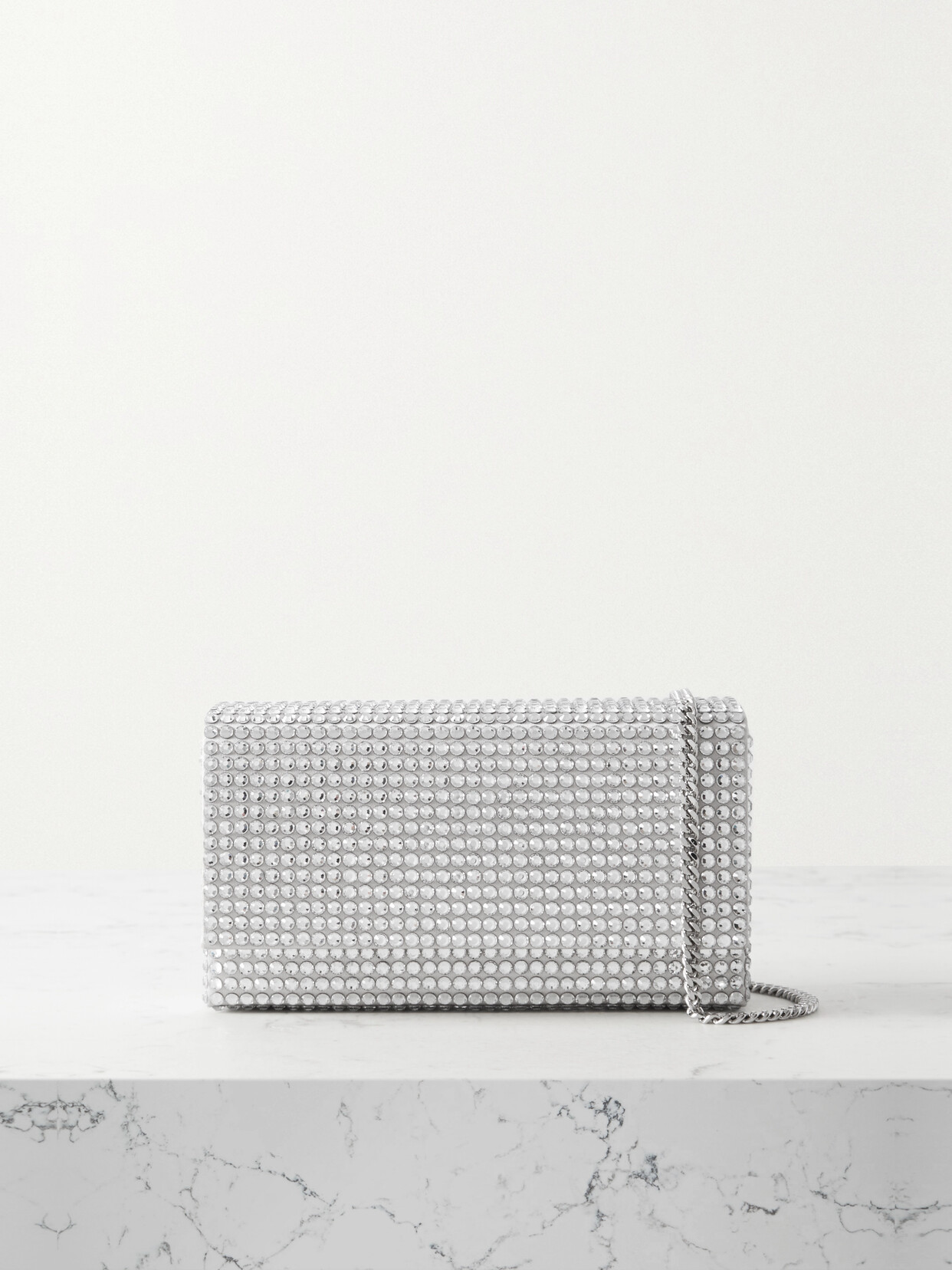 Amina Muaddi - Superamini Paloma Crystal-embellished Satin Clutch - Silver