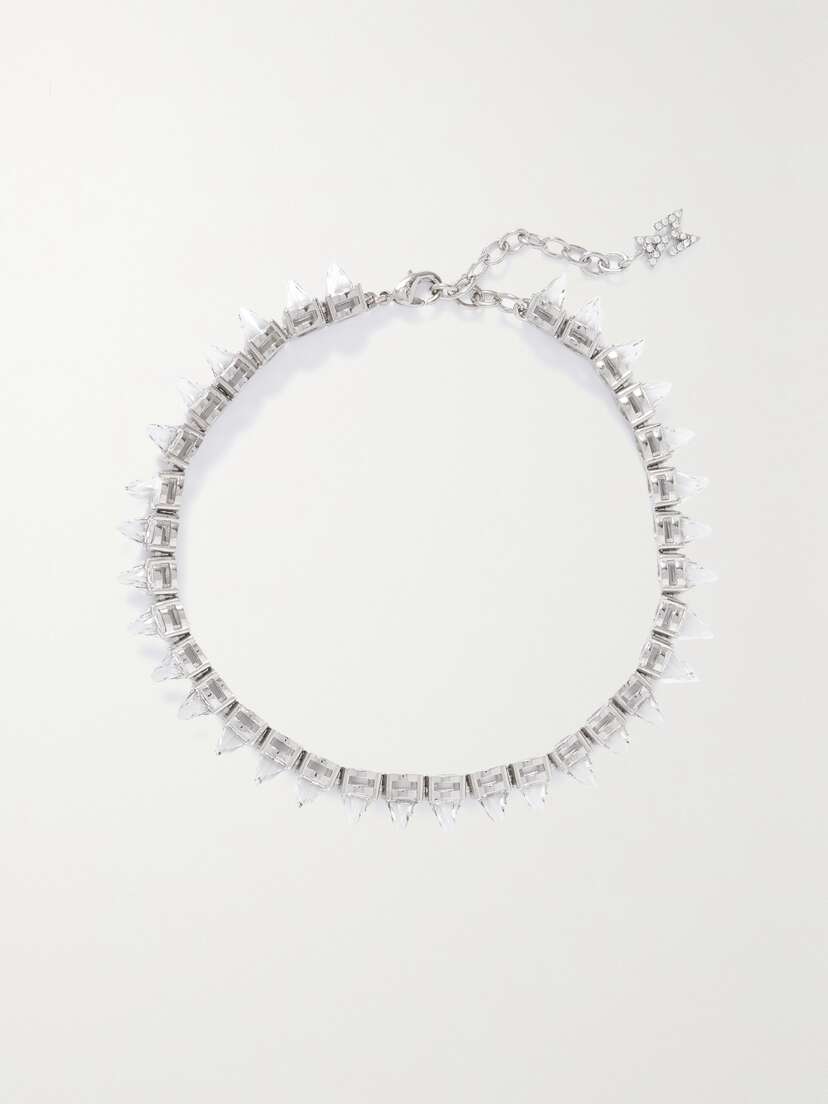 Amina Muaddi Karma Silver-tone Crystal Anklet