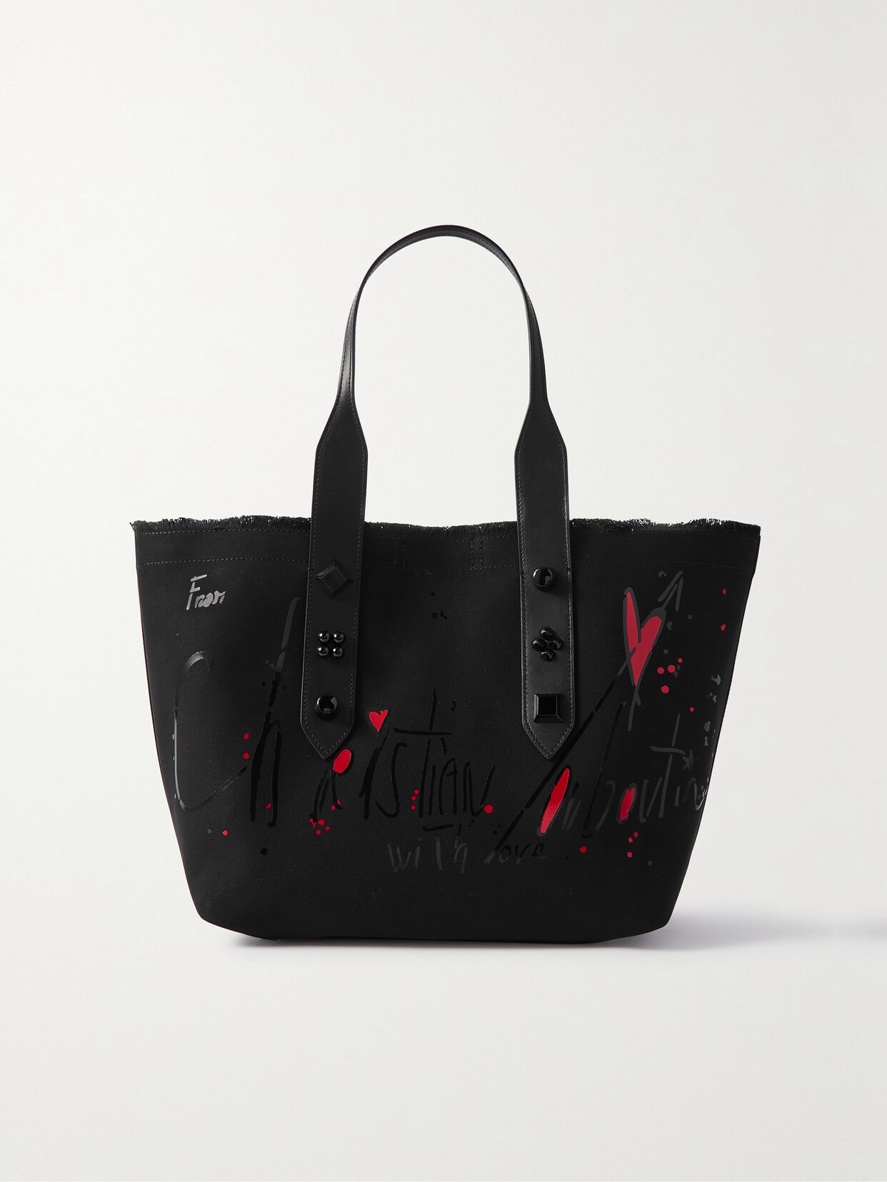 Christian Louboutin Frangibus Medium Embellished Leather-trimmed Printed Denim Tote