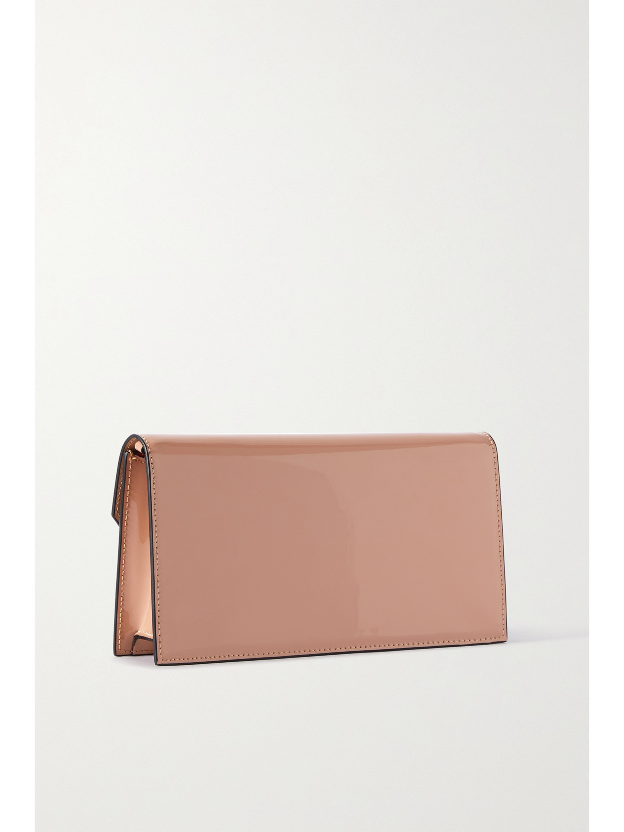 Christian Louboutin Loubi54 Embellished Patent-leather Shoulder Bag In Neutrals