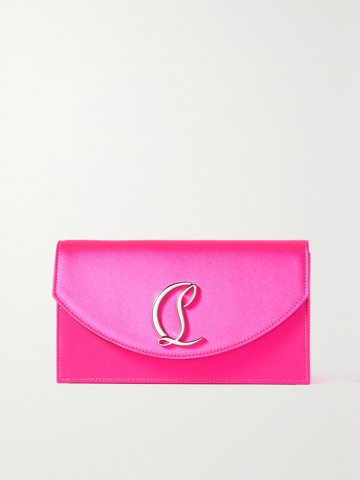 Christian Louboutin Loubi54 Embellished Satin Clutch In Pink