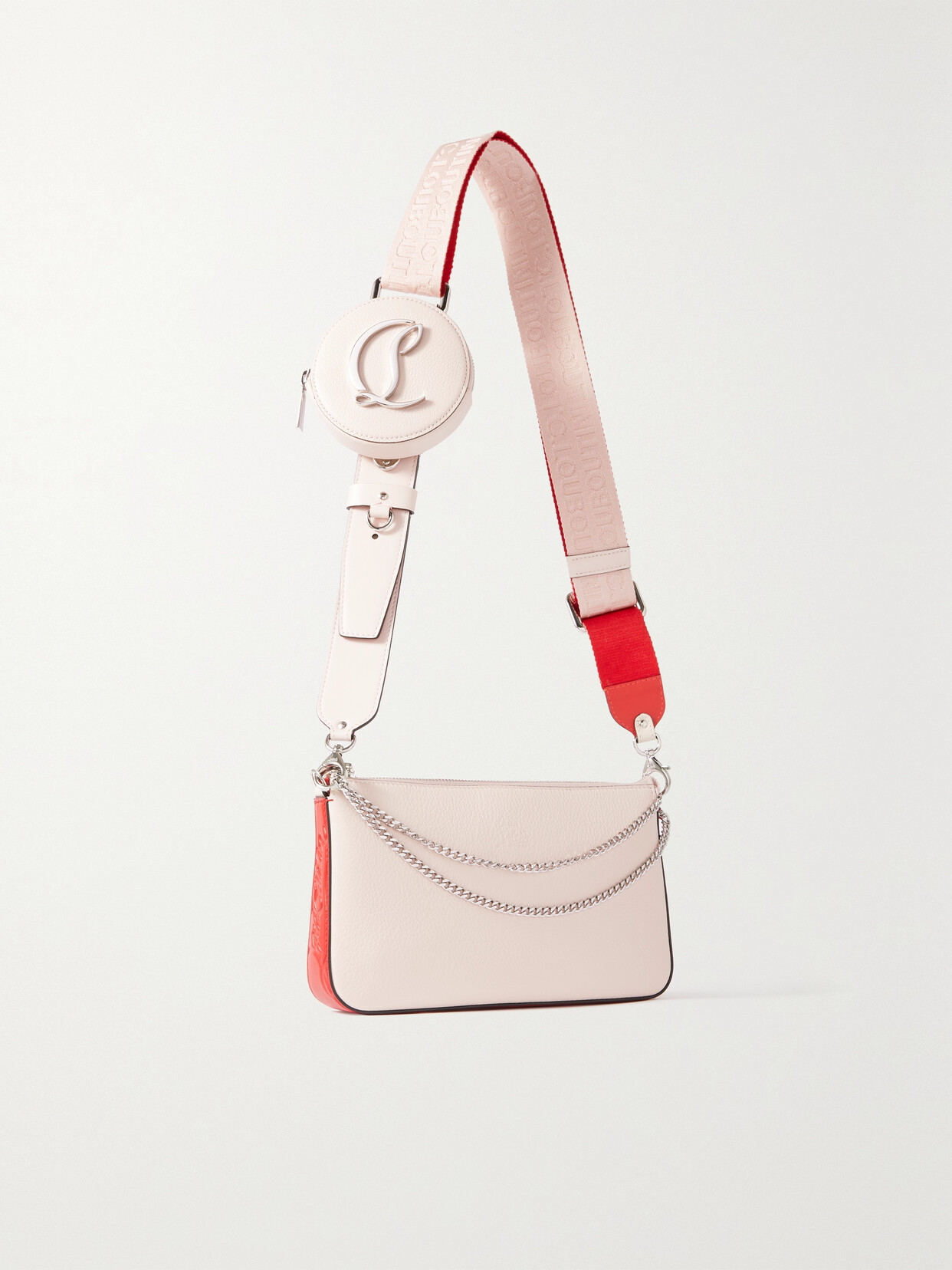 Christian Louboutin Loubila Chain-embellished Leather Shoulder Bag In Pink