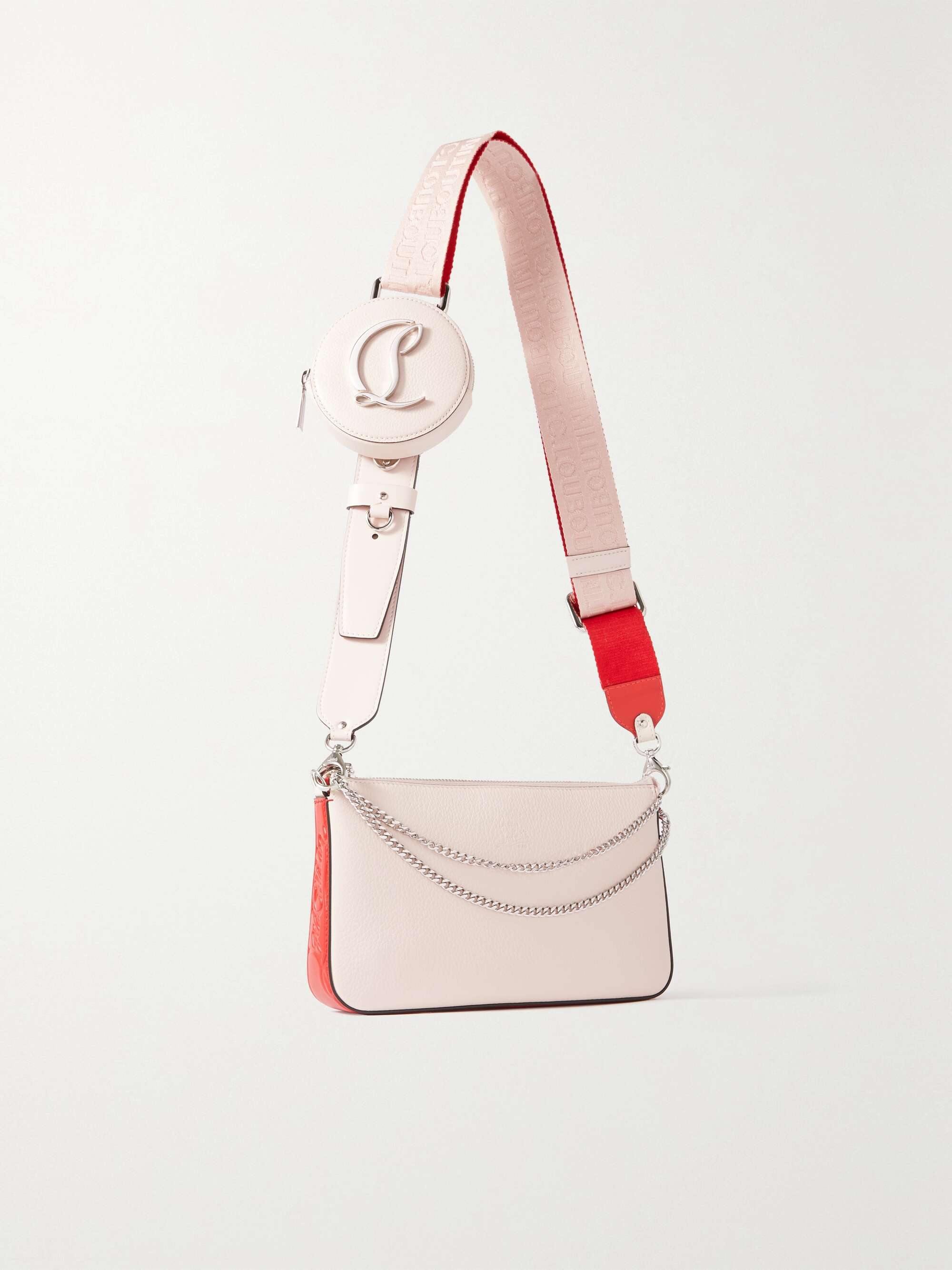 Christian Louboutin Paloma Nano crystal-embellished suede, leather and rubber shoulder bag - Women - Pink Mini Bags