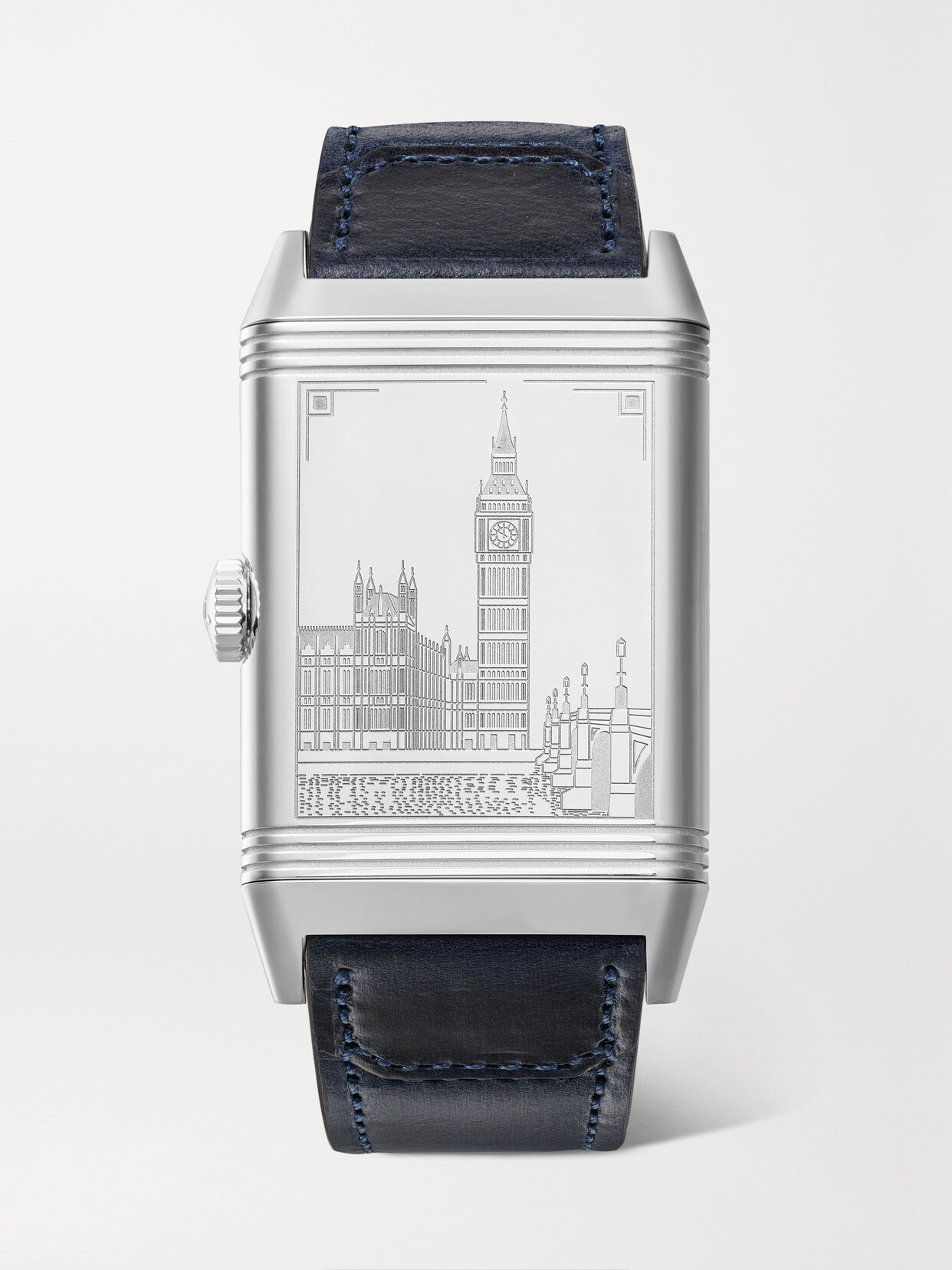 Jaeger-lecoultre Reverso Classic London Limited Edition Hand-wound 45.6mm Stainless Steel, Canvas And Leather Watch In Silver