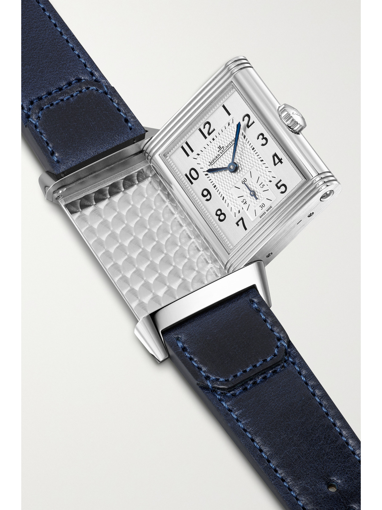 Jaeger-lecoultre Reverso Classic Paris Limited Edition Hand-wound 45.6mm Stainless Steel, Canvas And Leather Watch In Silver