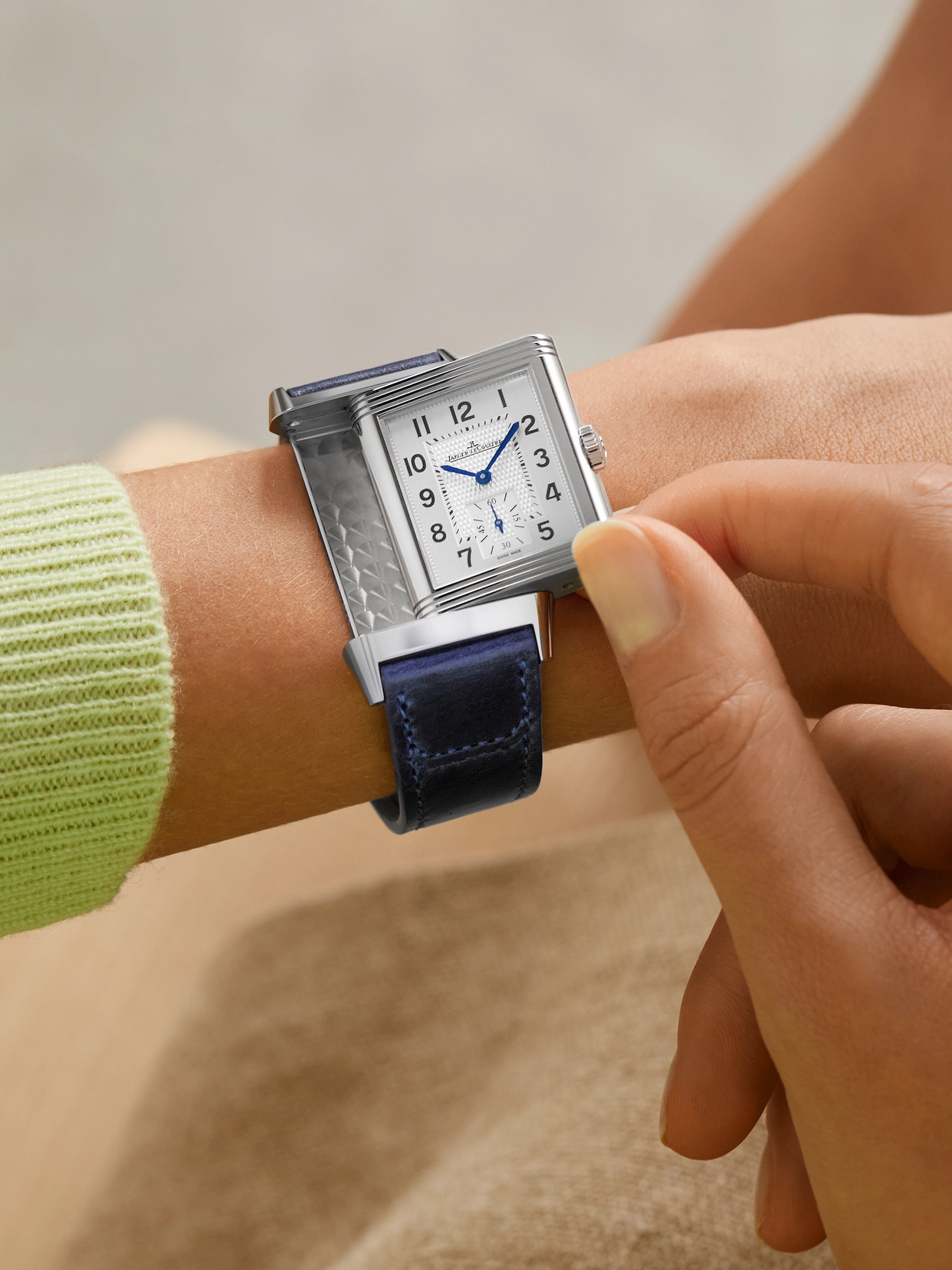 Jaeger-lecoultre Reverso Classic Paris Limited Edition Hand-wound 45.6mm Stainless Steel, Canvas And Leather Watch In Silver