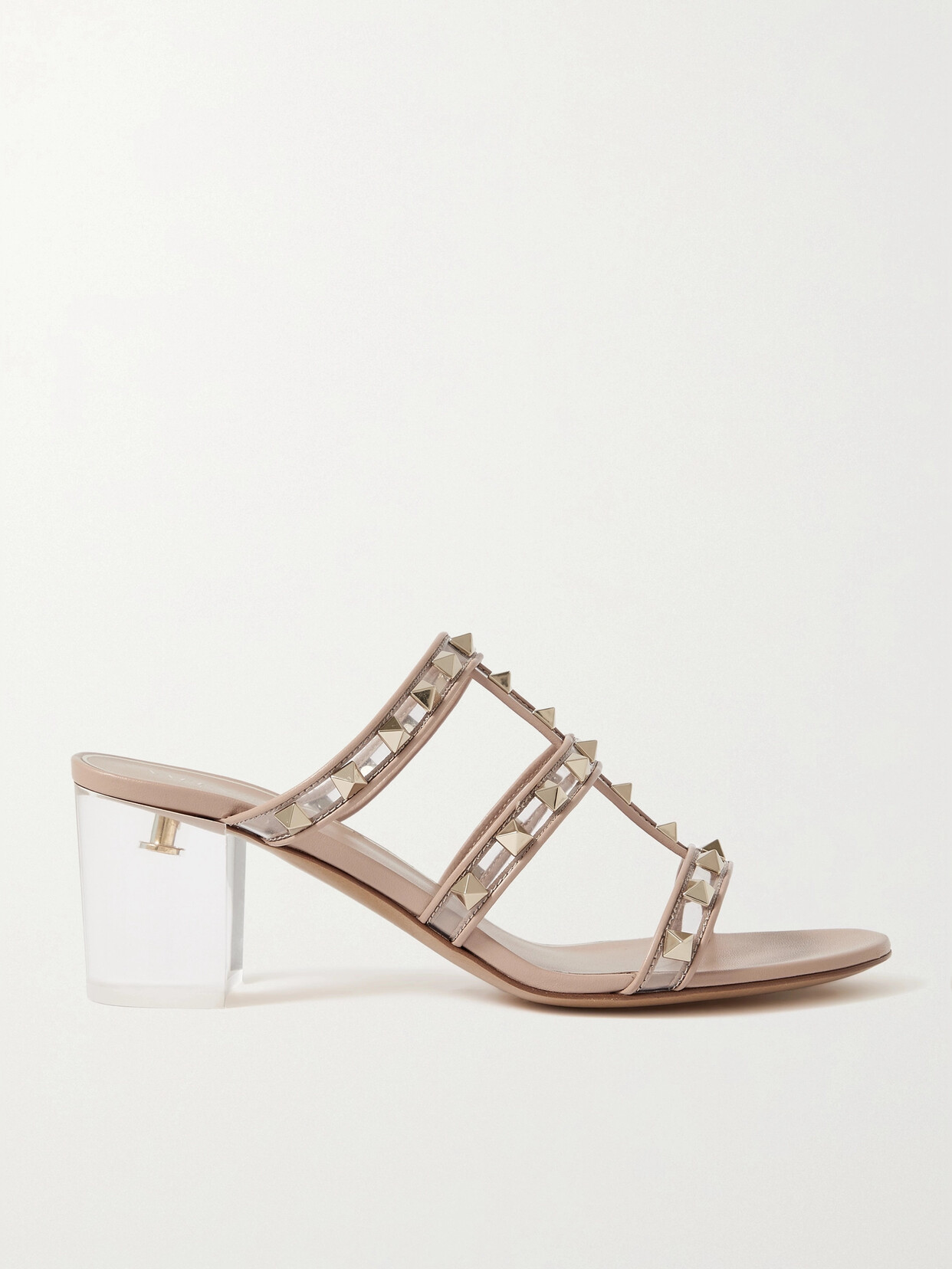 Valentino Garavani - Valentino Garavani Rockstud 60 Pvc And Leather Mules - Neutrals