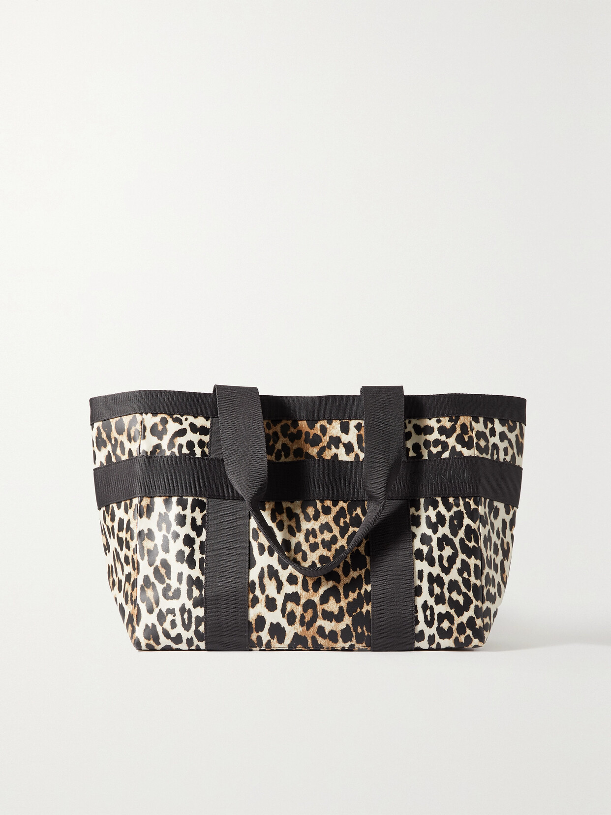 GANNI Leopard-print Coated-canvas Tote