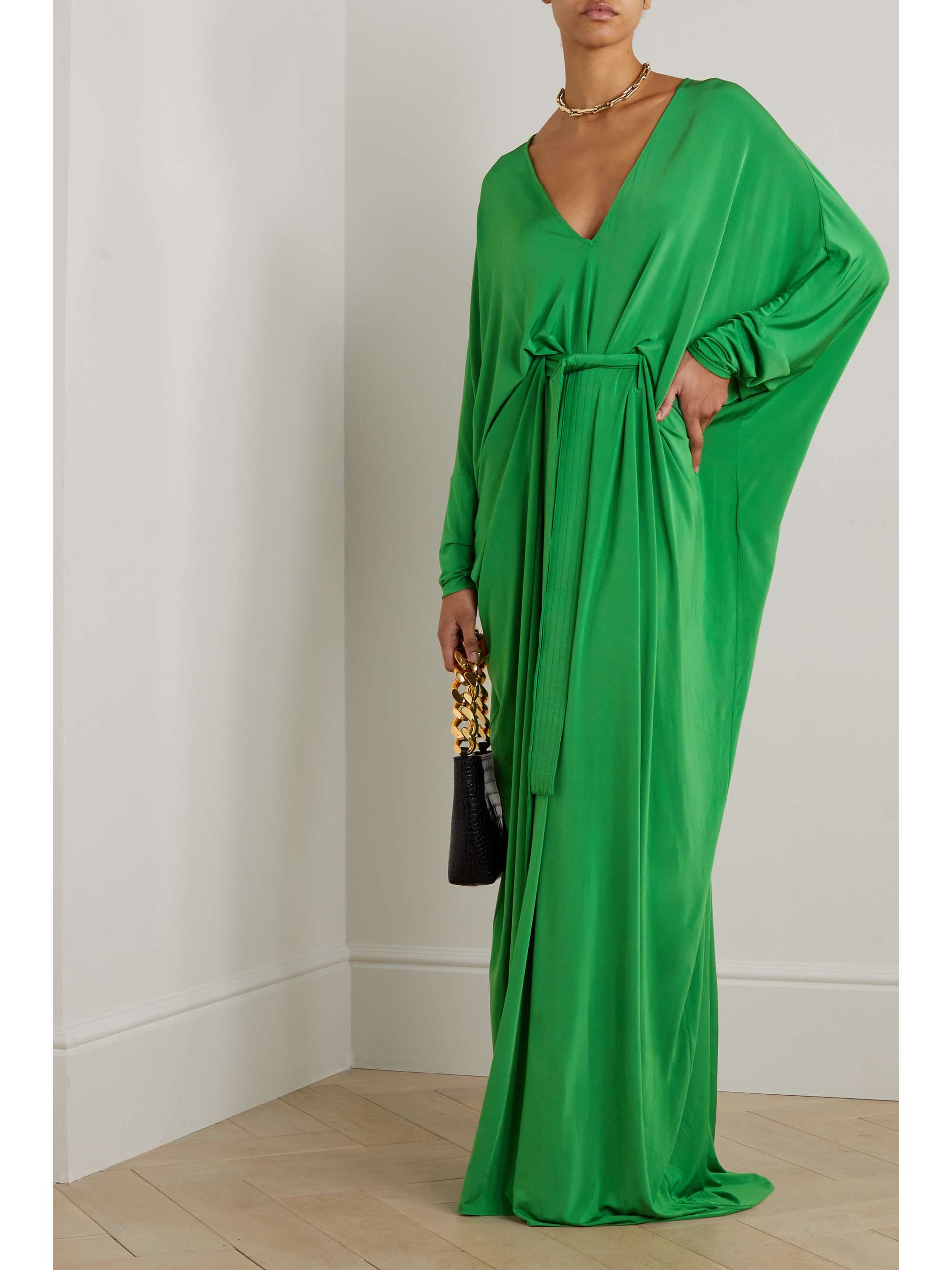 TOM FORD Belted stretch-jersey gown