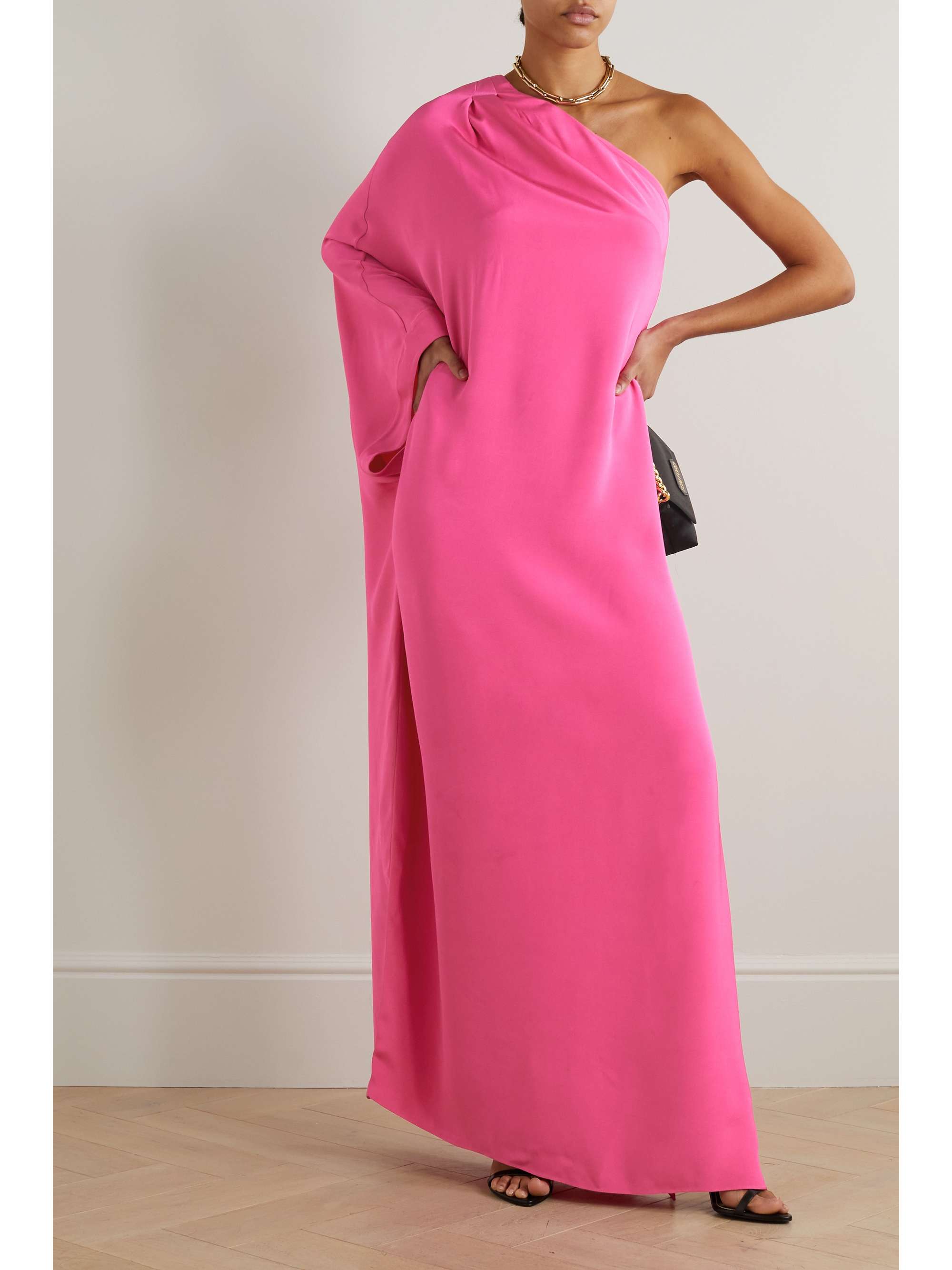 TOM FORD One-shoulder draped silk-satin gown