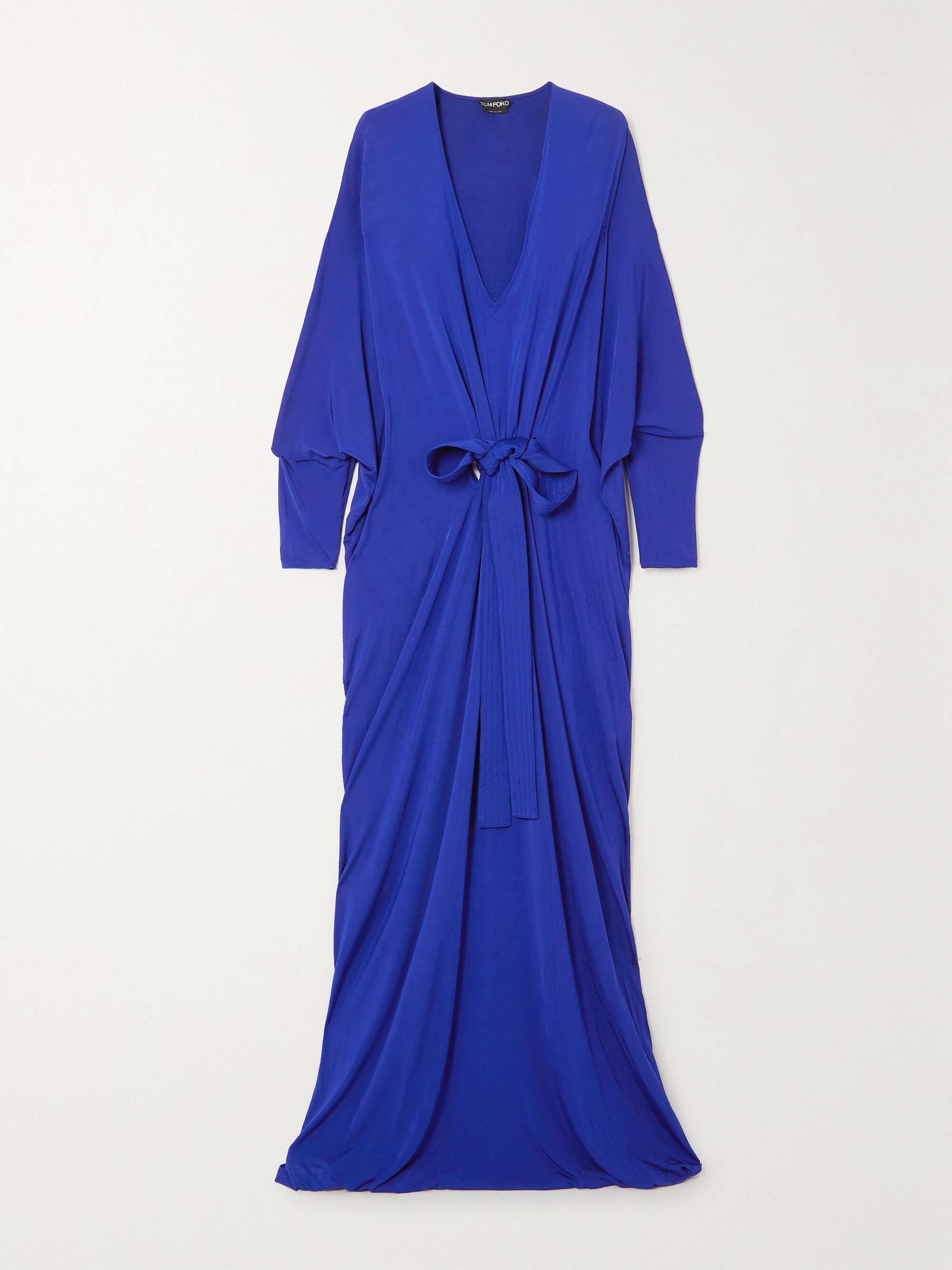 TOM FORD Belted velvet-trimmed silk-jersey gown | NET-A-PORTER