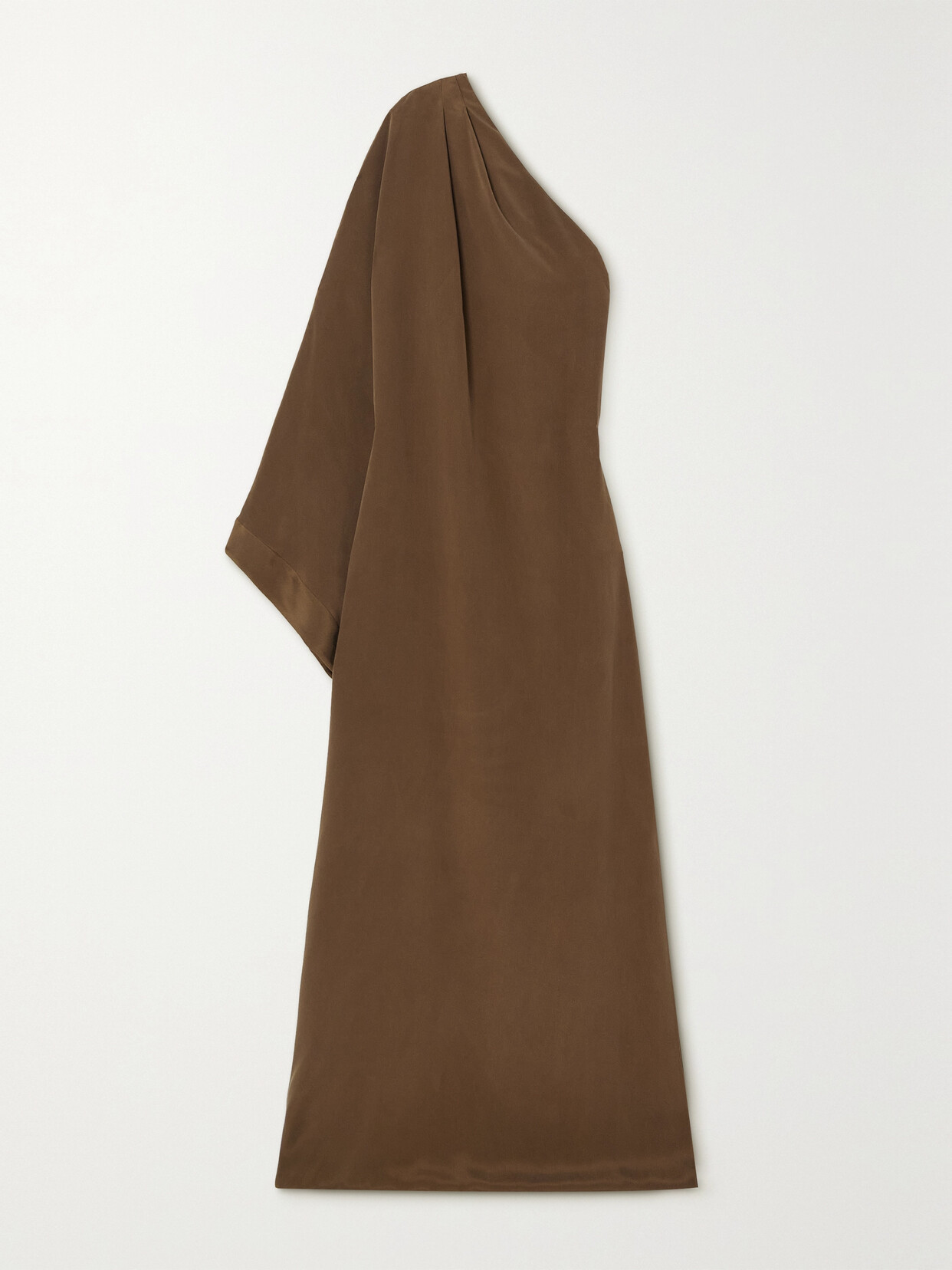 TOM FORD - One-shoulder Draped Silk-satin Gown - Brown