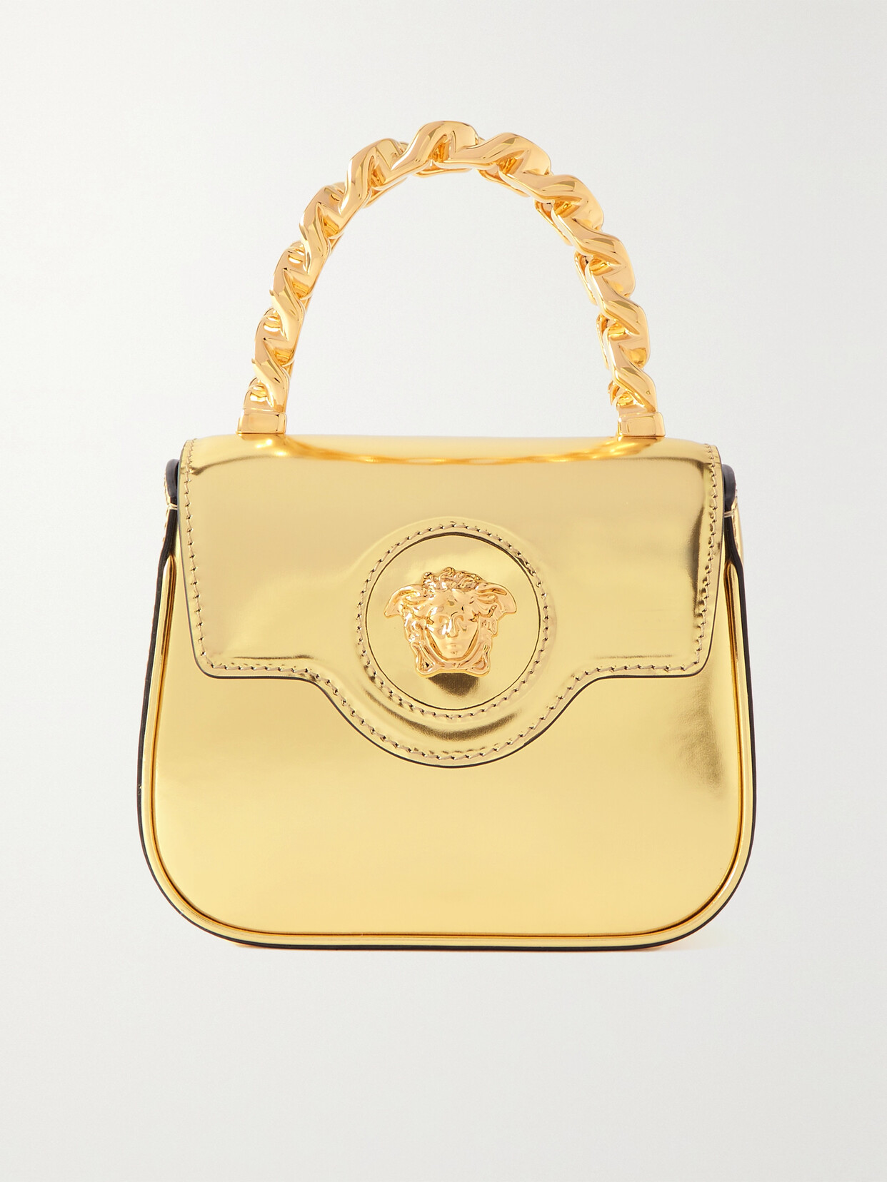 Versace - Mini Mirrored-leather Shoulder Bag - Gold