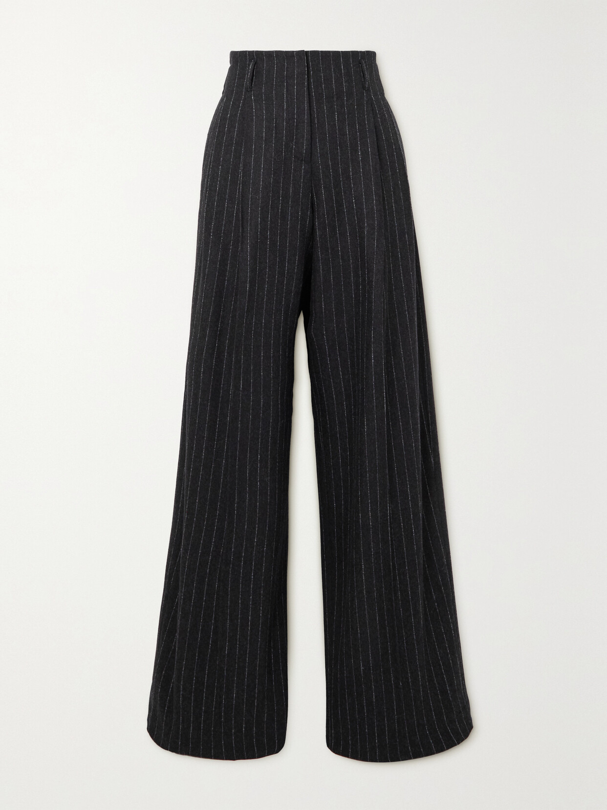 Shop Golden Goose Journey Pinstriped Wool-blend Flannel Wide-leg Pants In Gray